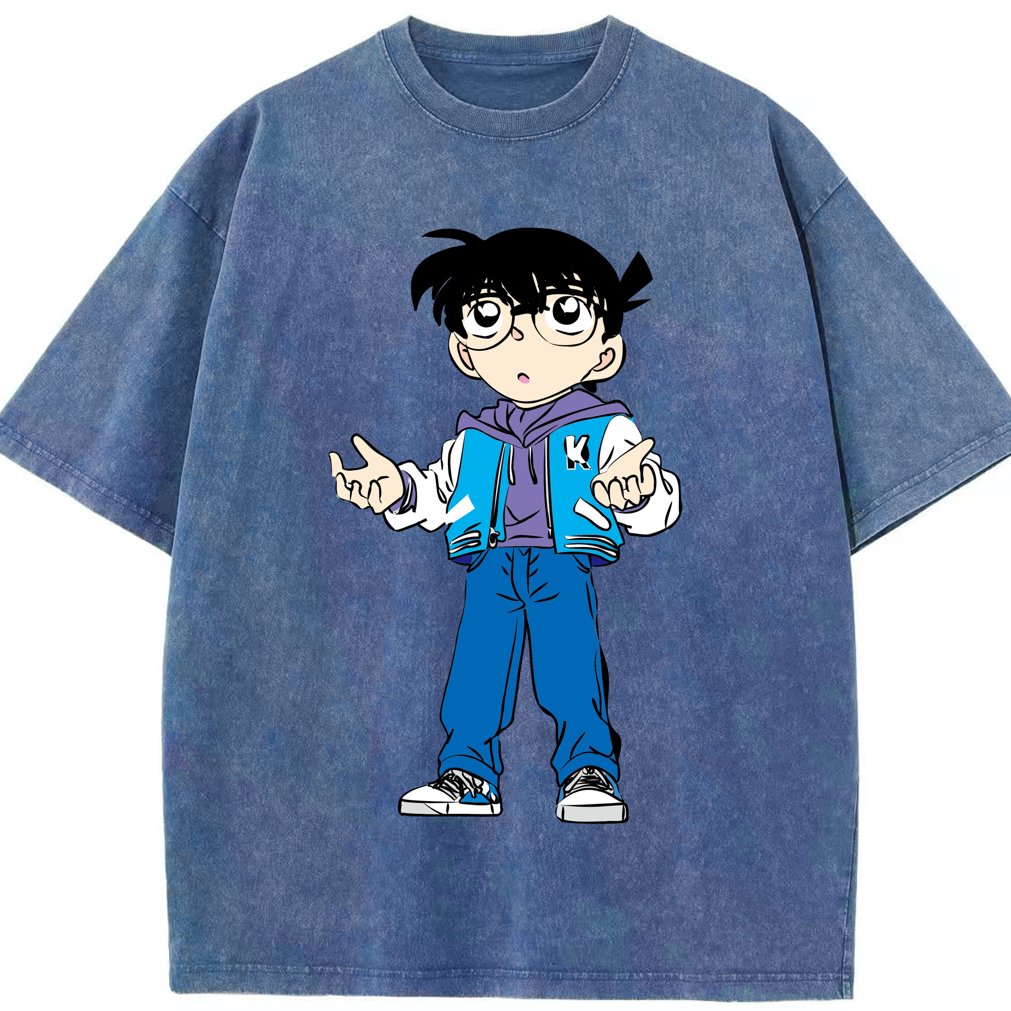 （画像用） 名探偵コナン 江戸川 コナン Detective Conan Conan Edogawa 綿100% ヴィンテージ風 半袖Tシャツ（フロントプリント）