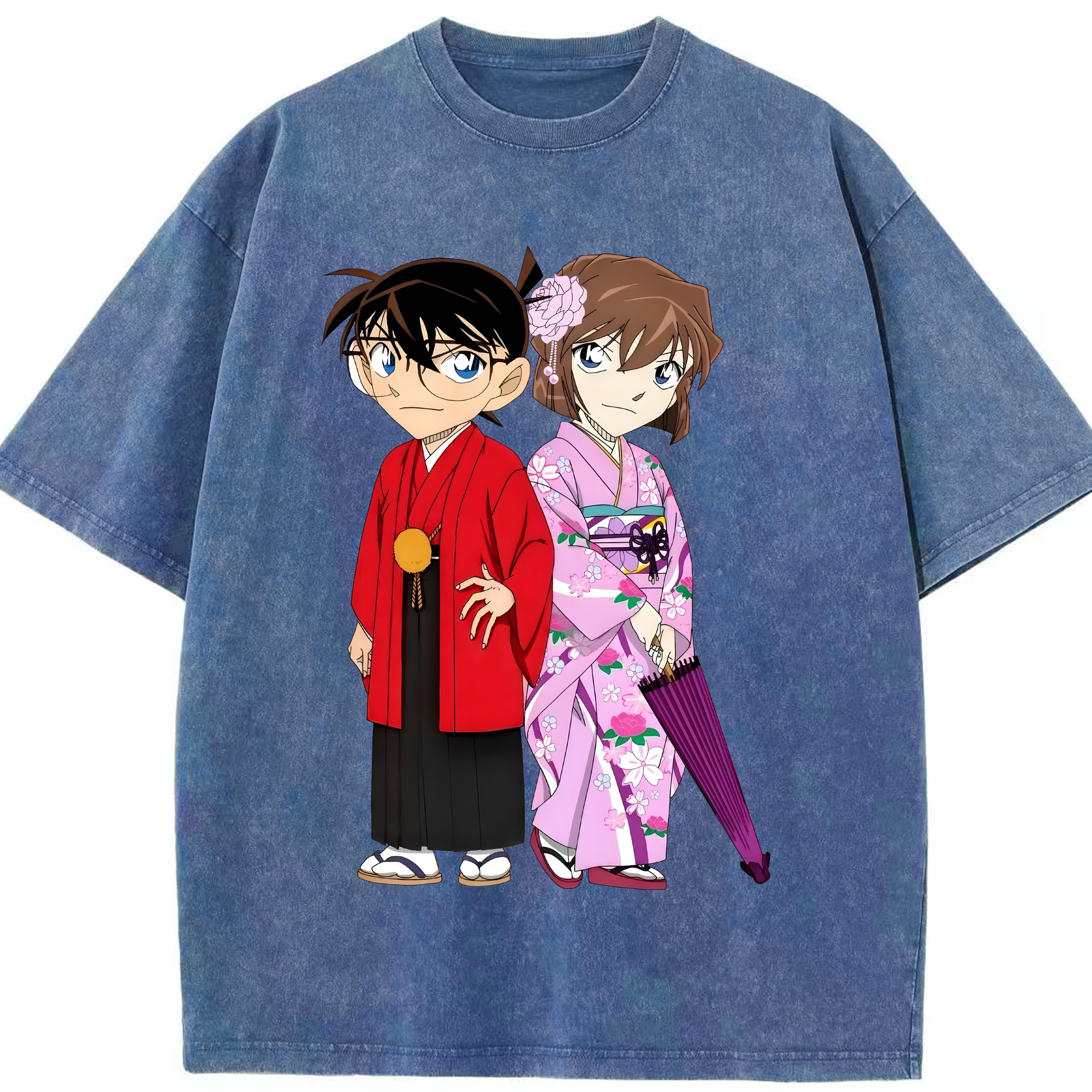 （画像用） 名探偵コナン 江戸川 コナン Detective Conan Conan Edogawa 綿100% ヴィンテージ風 半袖Tシャツ（フロントプリント）