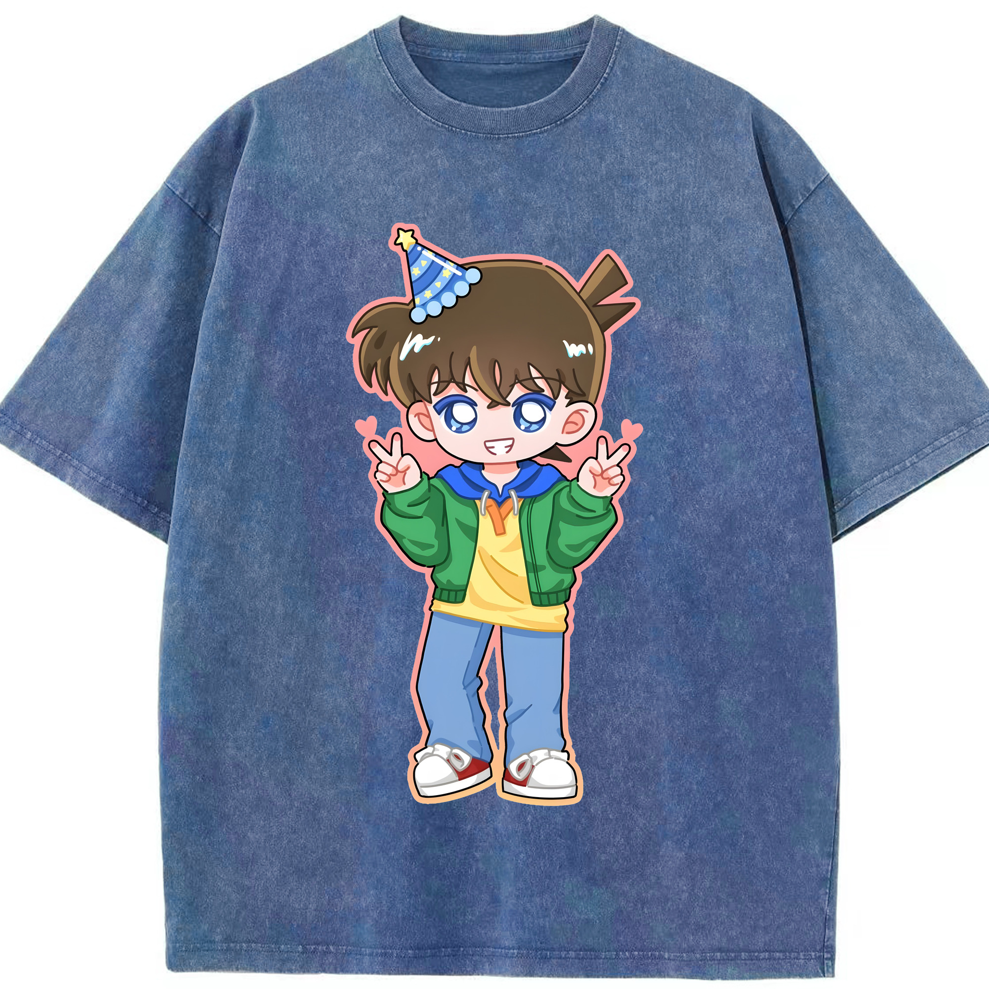 （画像用） 名探偵コナン 江戸川 コナン Detective Conan Conan Edogawa 綿100% ヴィンテージ風 半袖Tシャツ（フロントプリント）