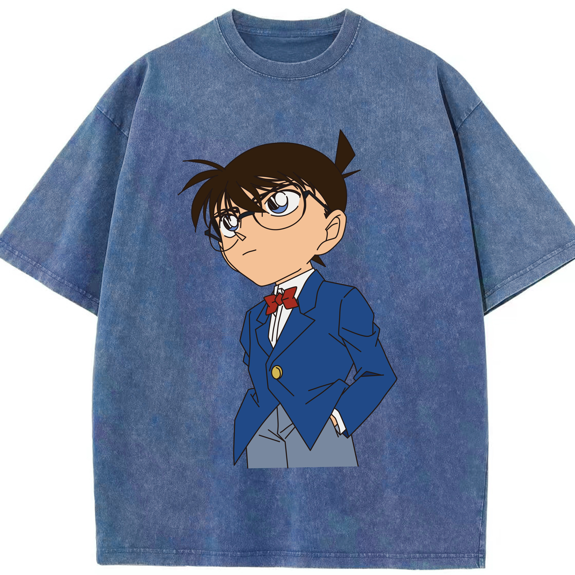 （画像用） 名探偵コナン 江戸川 コナン Detective Conan Conan Edogawa 綿100% ヴィンテージ風 半袖Tシャツ（フロントプリント）