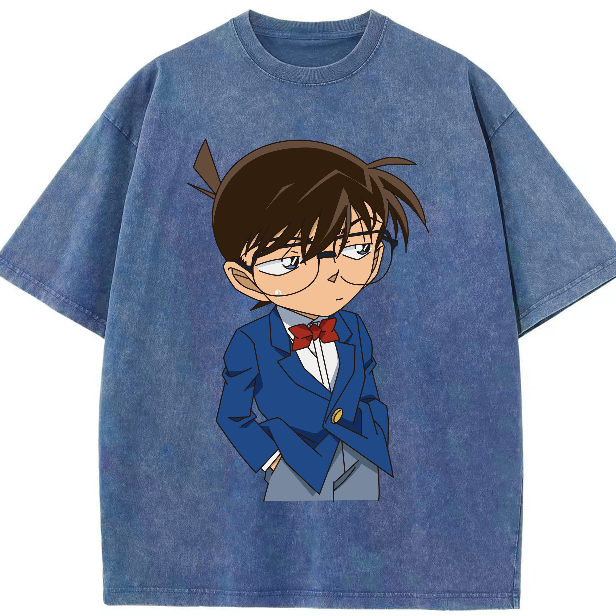 （画像用） 名探偵コナン 江戸川 コナン Detective Conan Conan Edogawa 綿100% ヴィンテージ風 半袖Tシャツ（フロントプリント）