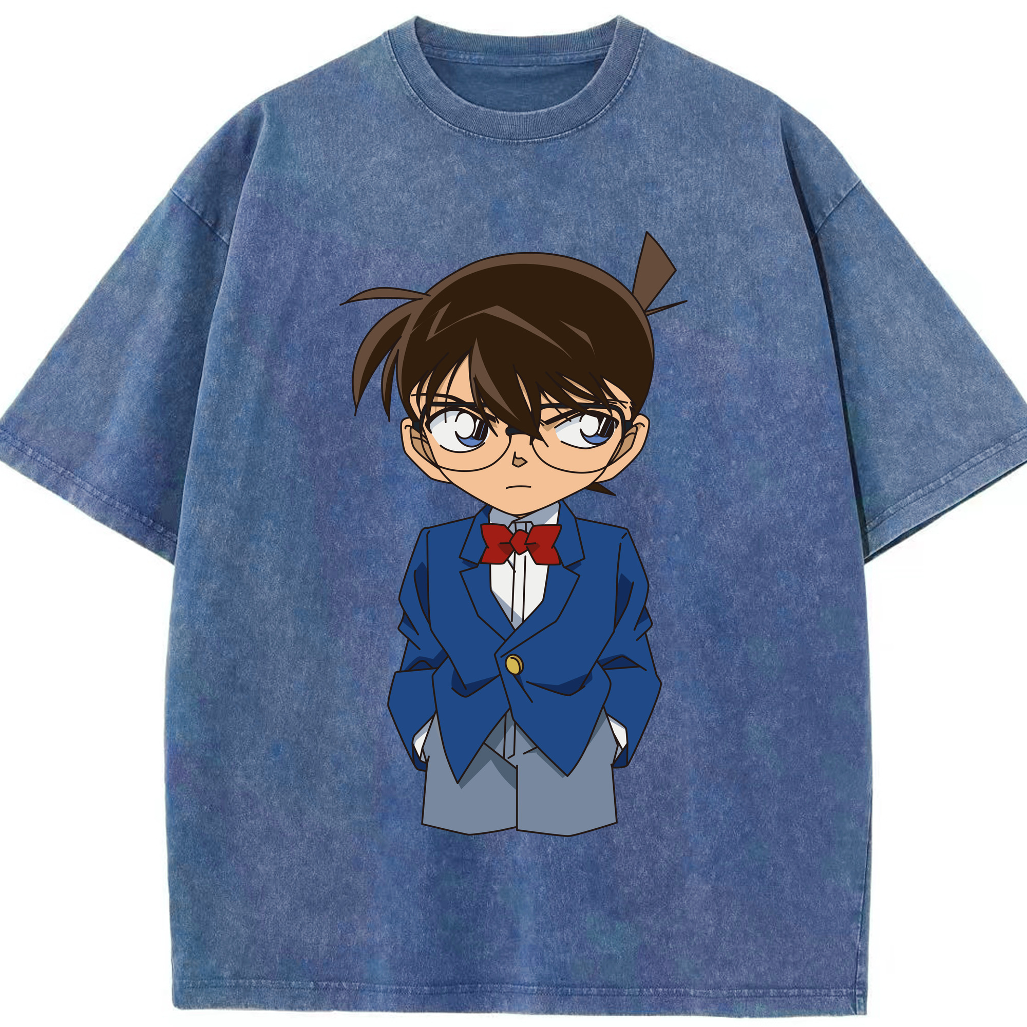 （画像用） 名探偵コナン 江戸川 コナン Detective Conan Conan Edogawa 綿100% ヴィンテージ風 半袖Tシャツ（フロントプリント）