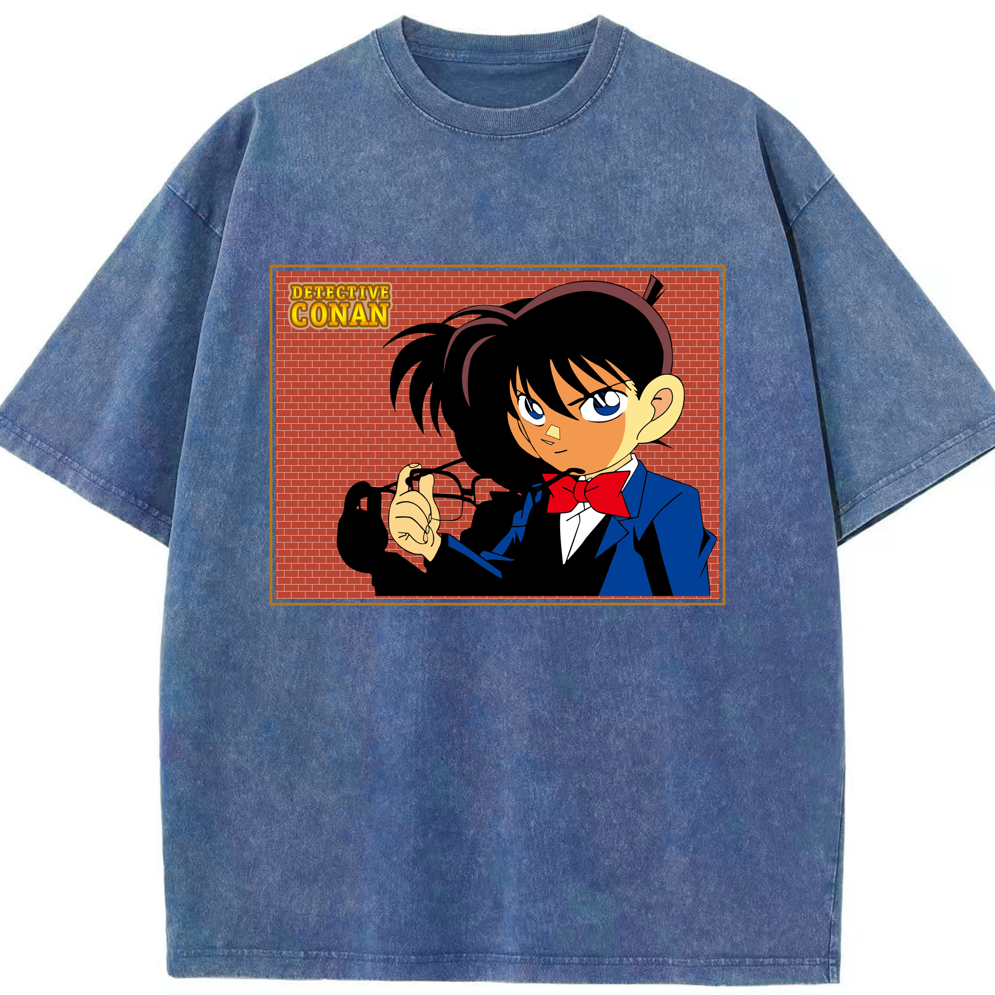 （画像用） 名探偵コナン 江戸川 コナン Detective Conan Conan Edogawa 綿100% ヴィンテージ風 半袖Tシャツ（フロントプリント）