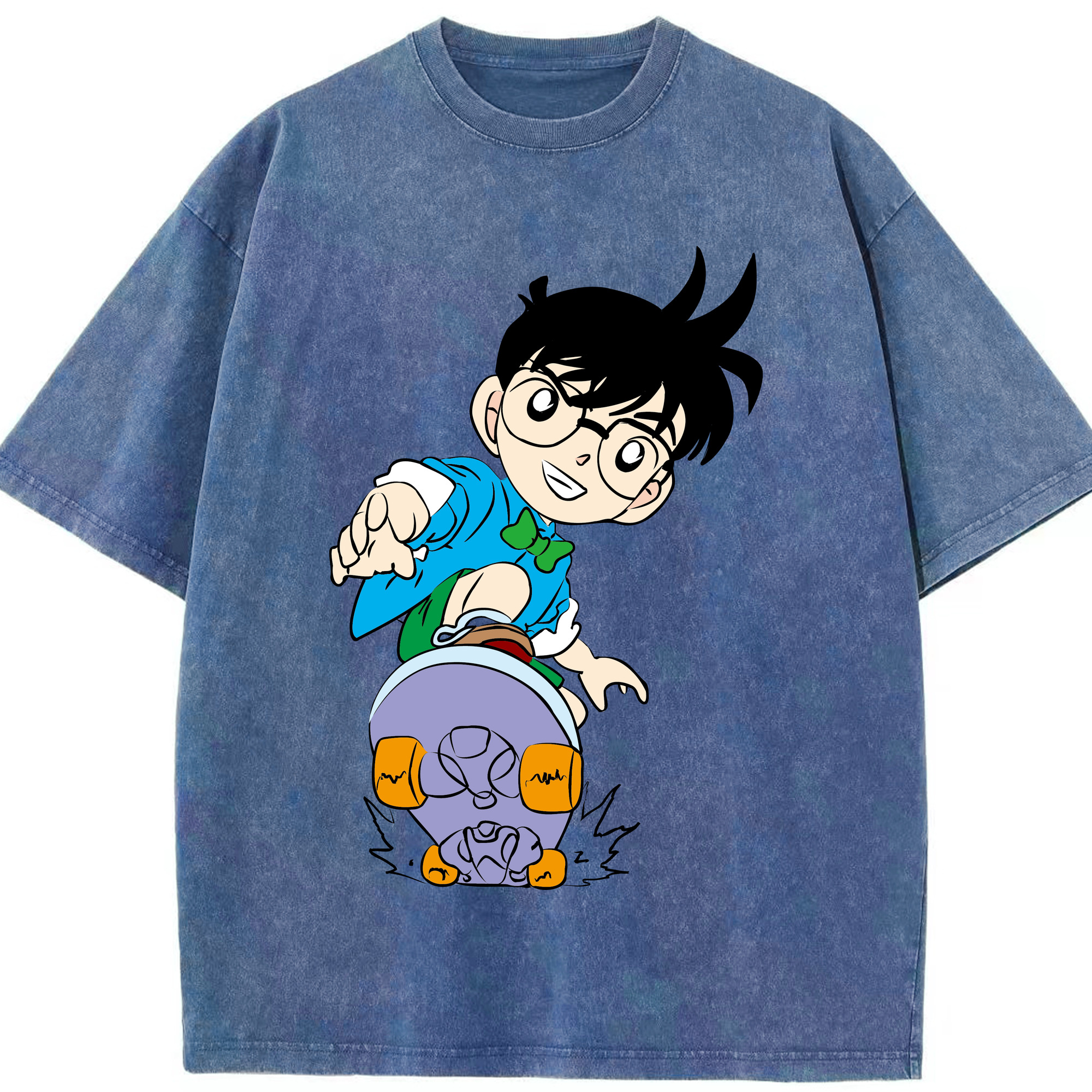 （画像用） 名探偵コナン 江戸川 コナン Detective Conan Conan Edogawa 綿100% ヴィンテージ風 半袖Tシャツ（フロントプリント）