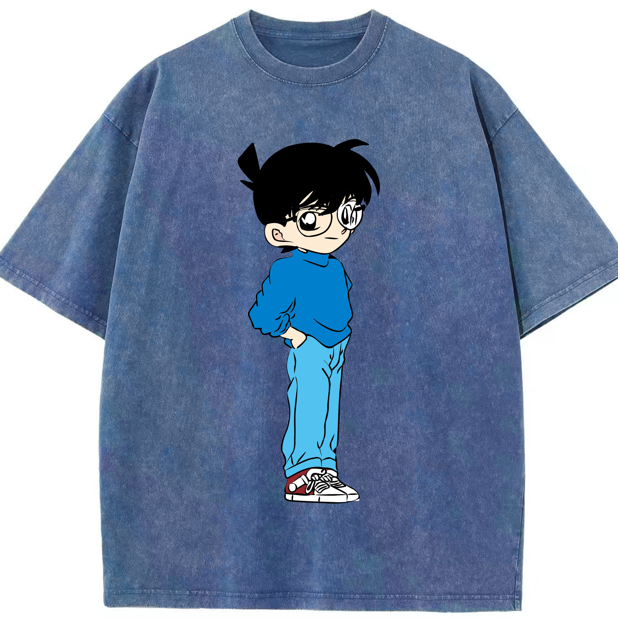 （画像用） 名探偵コナン 江戸川 コナン Detective Conan Conan Edogawa 綿100% ヴィンテージ風 半袖Tシャツ（フロントプリント）