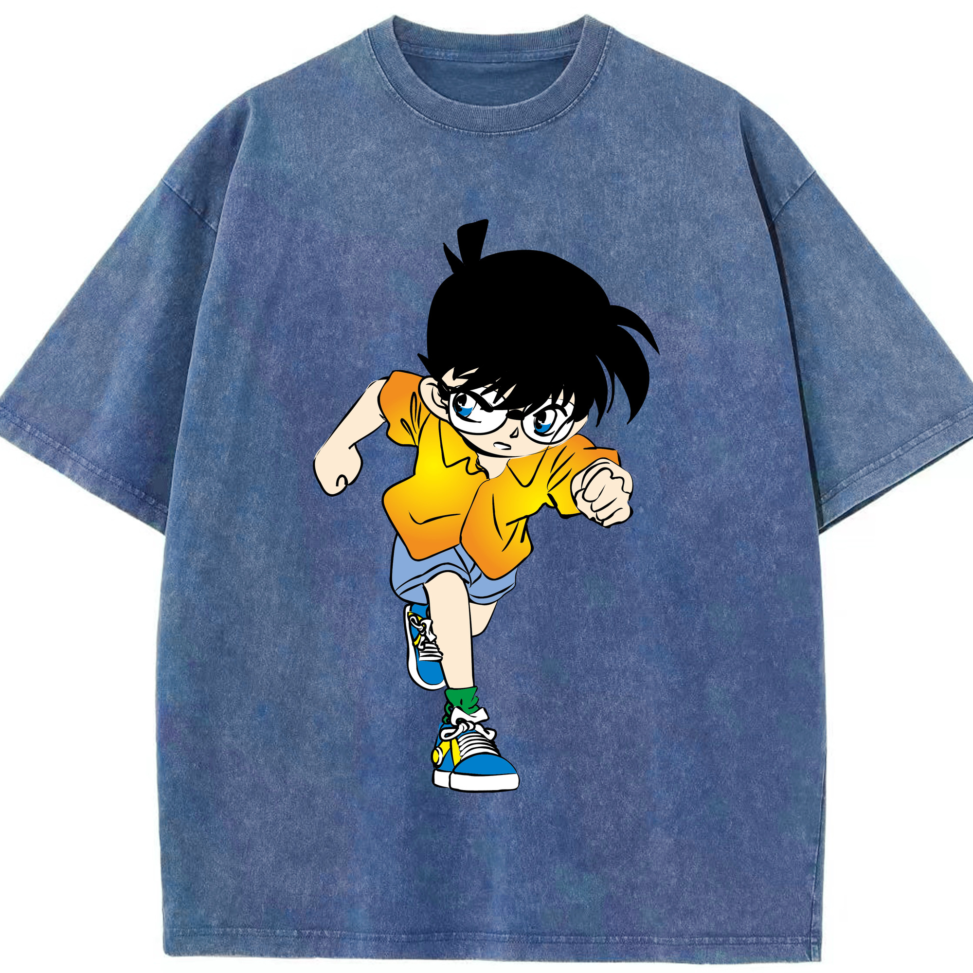 （画像用） 名探偵コナン 江戸川 コナン Detective Conan Conan Edogawa 綿100% ヴィンテージ風 半袖Tシャツ（フロントプリント）