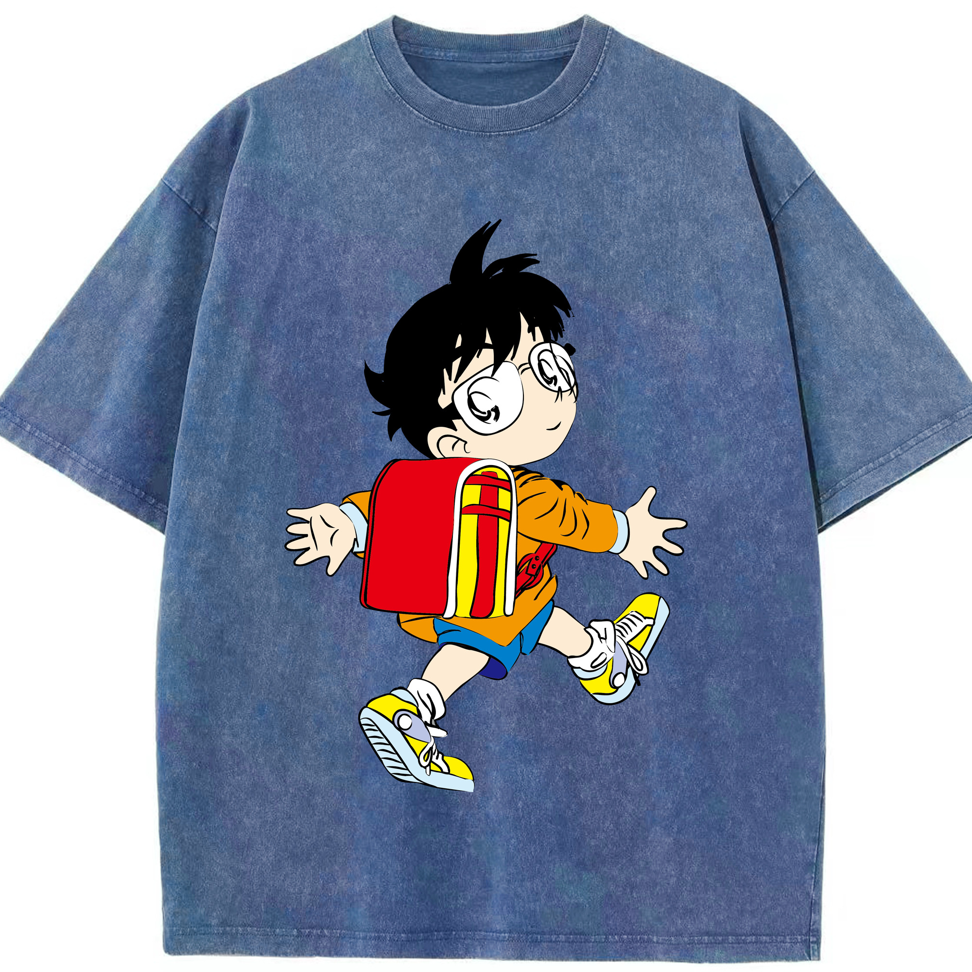 （画像用） 名探偵コナン 江戸川 コナン Detective Conan Conan Edogawa 綿100% ヴィンテージ風 半袖Tシャツ（フロントプリント）