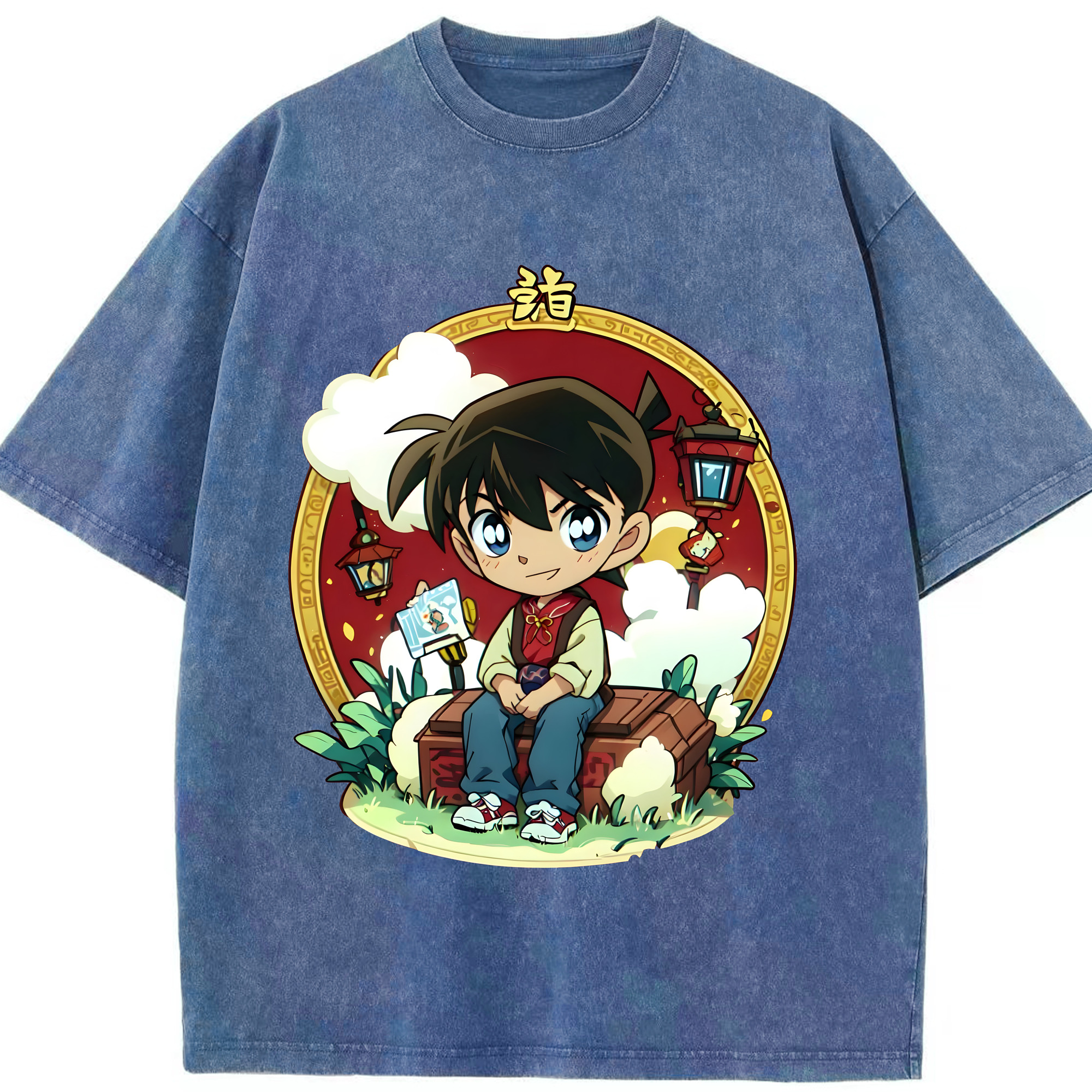 （画像用） 名探偵コナン 江戸川 コナン Detective Conan Conan Edogawa 綿100% ヴィンテージ風 半袖Tシャツ（フロントプリント）