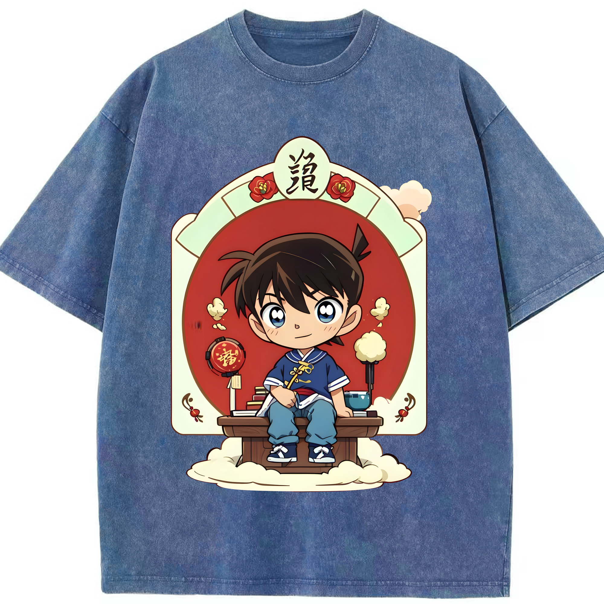 （画像用） 名探偵コナン 江戸川 コナン Detective Conan Conan Edogawa 綿100% ヴィンテージ風 半袖Tシャツ（フロントプリント）