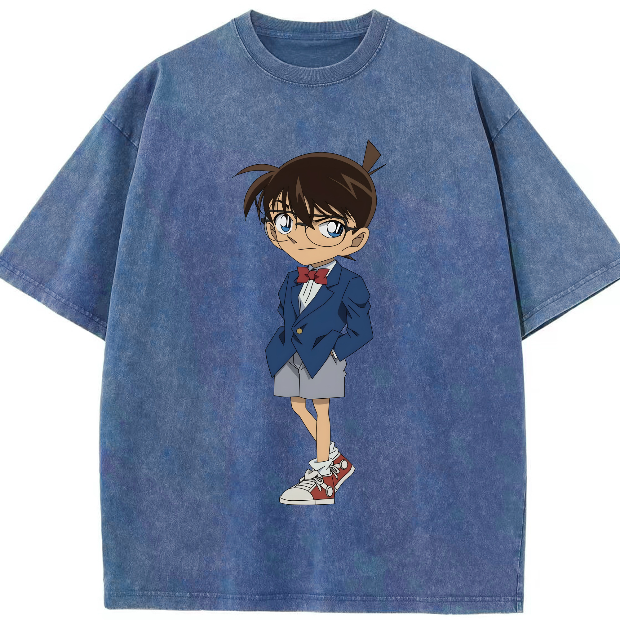 （画像用） 名探偵コナン 江戸川 コナン Detective Conan Conan Edogawa 綿100% ヴィンテージ風 半袖Tシャツ（フロントプリント）