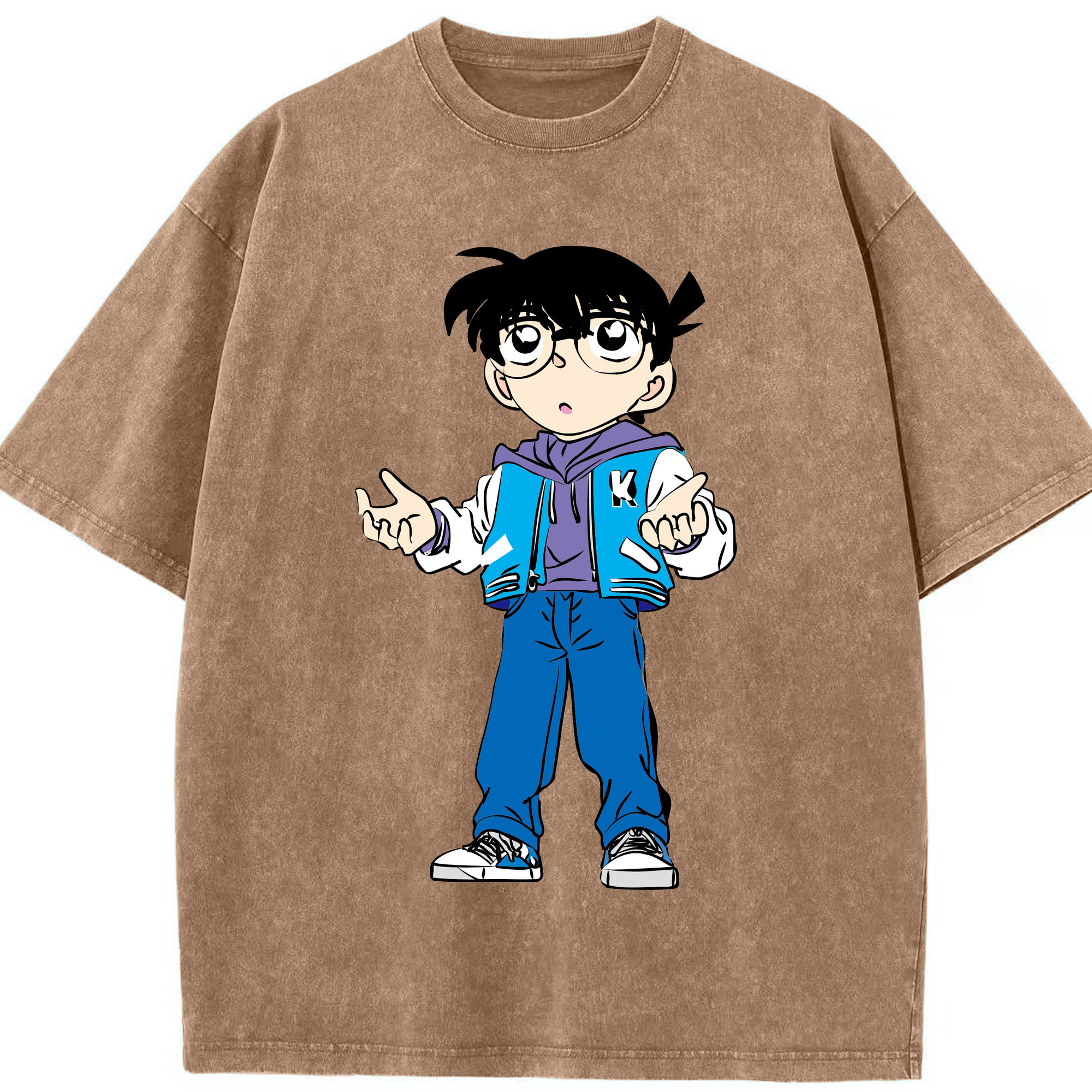 （画像用） 名探偵コナン 江戸川 コナン Detective Conan Conan Edogawa 綿100% ヴィンテージ風 半袖Tシャツ（フロントプリント）