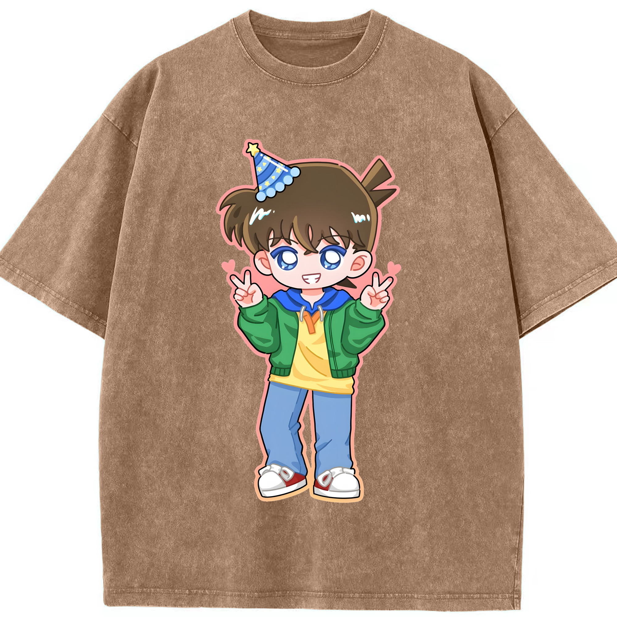 （画像用） 名探偵コナン 江戸川 コナン Detective Conan Conan Edogawa 綿100% ヴィンテージ風 半袖Tシャツ（フロントプリント）