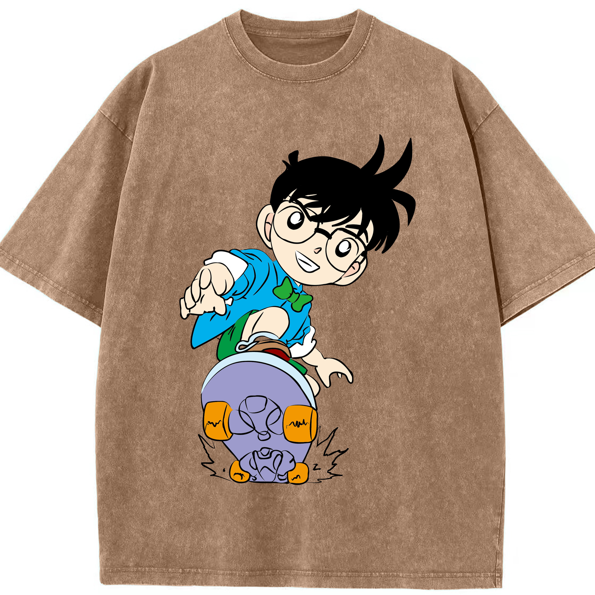 （画像用） 名探偵コナン 江戸川 コナン Detective Conan Conan Edogawa 綿100% ヴィンテージ風 半袖Tシャツ（フロントプリント）