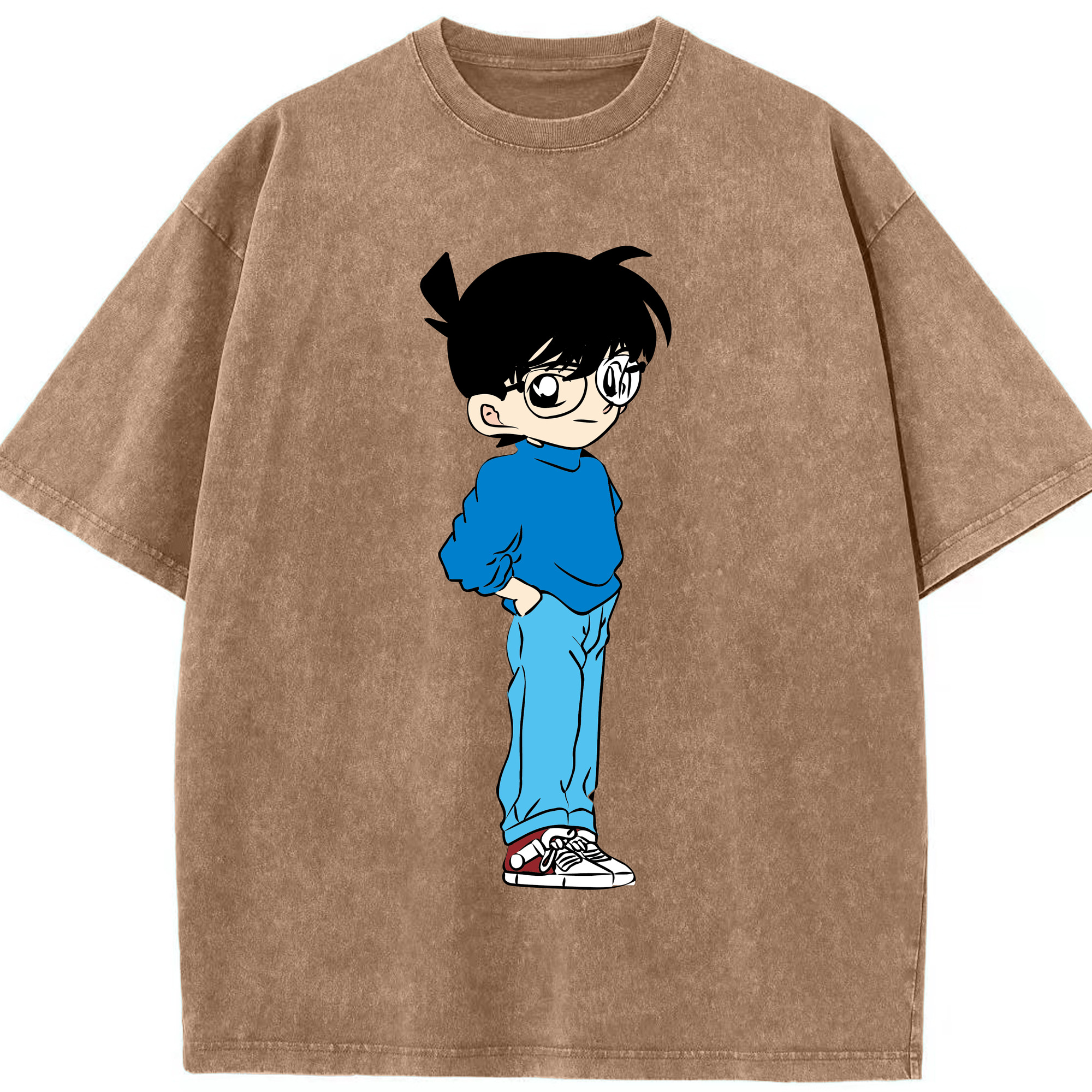 （画像用） 名探偵コナン 江戸川 コナン Detective Conan Conan Edogawa 綿100% ヴィンテージ風 半袖Tシャツ（フロントプリント）