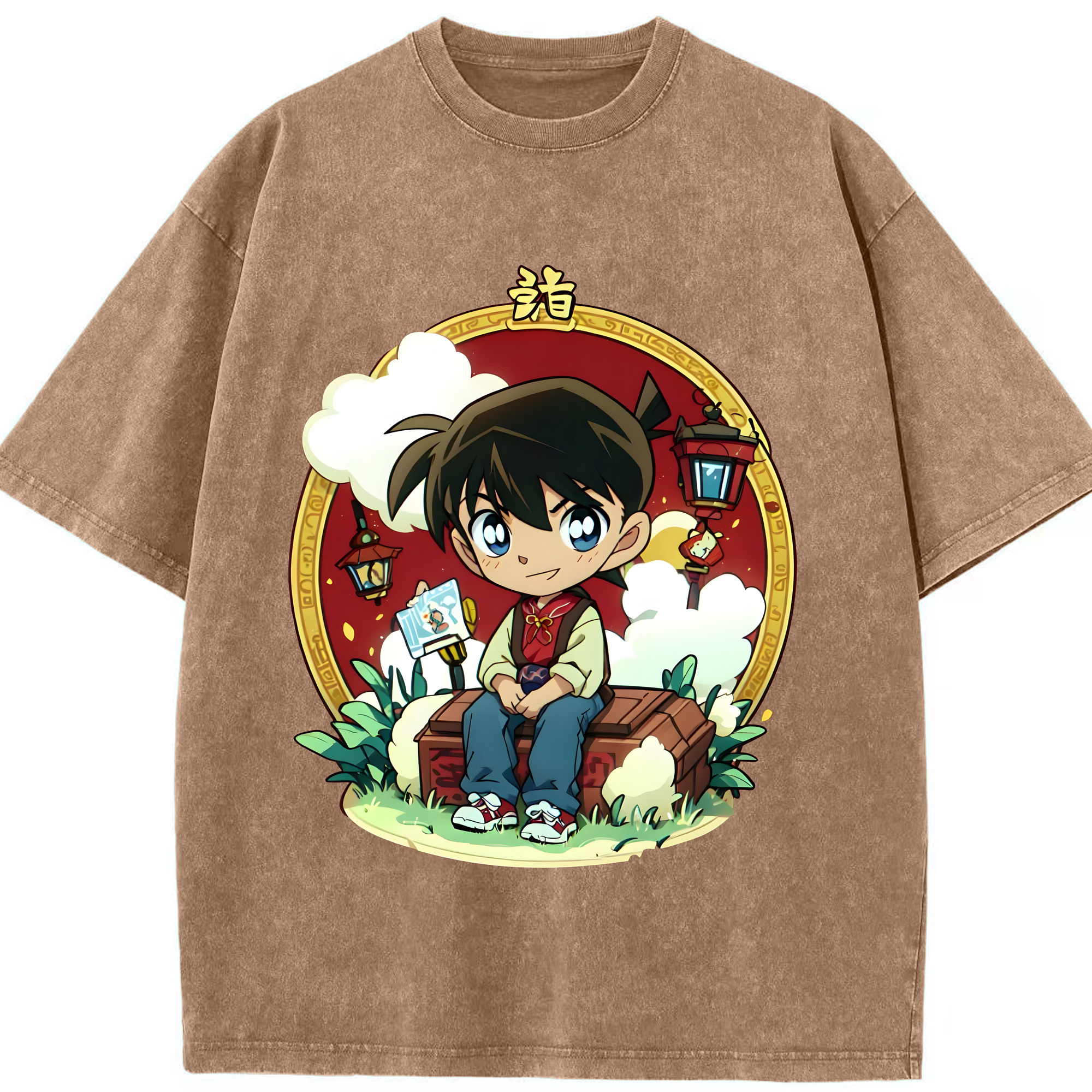 （画像用） 名探偵コナン 江戸川 コナン Detective Conan Conan Edogawa 綿100% ヴィンテージ風 半袖Tシャツ（フロントプリント）