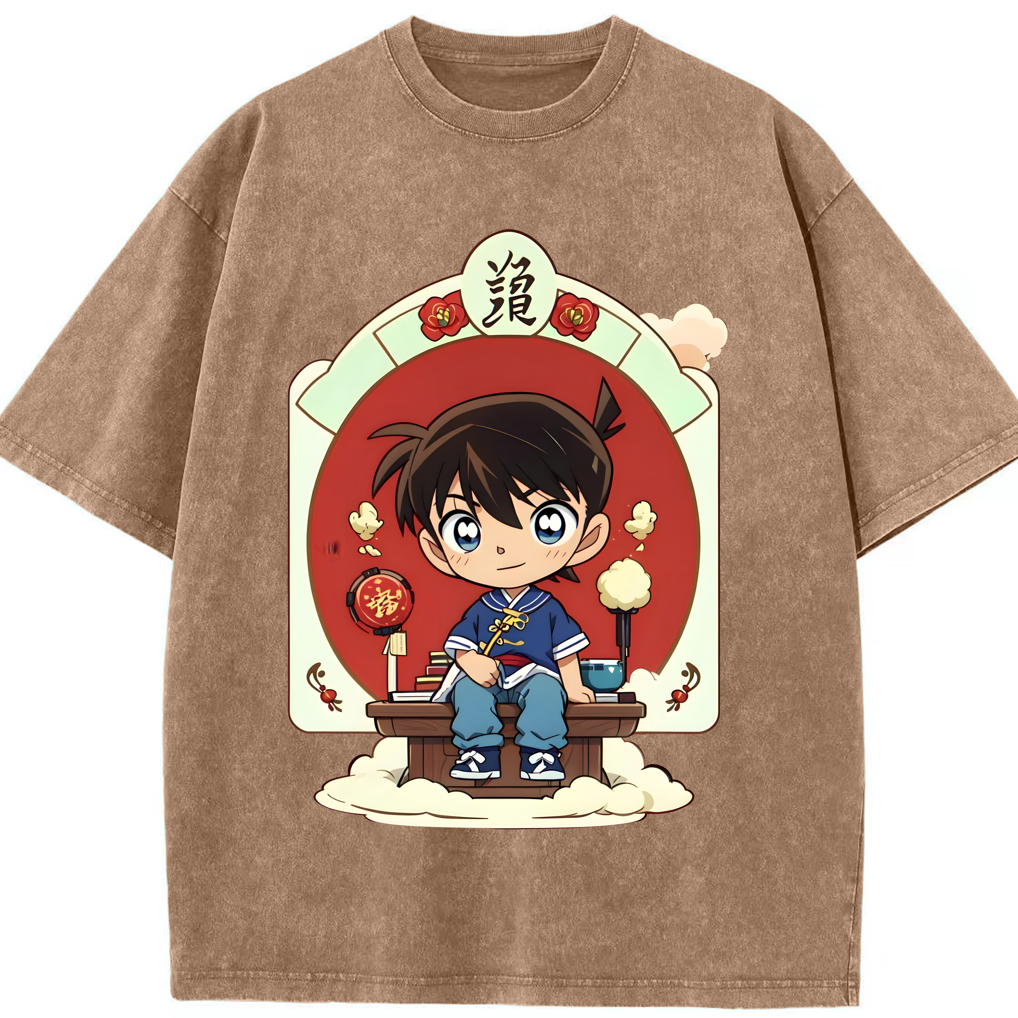 （画像用） 名探偵コナン 江戸川 コナン Detective Conan Conan Edogawa 綿100% ヴィンテージ風 半袖Tシャツ（フロントプリント）