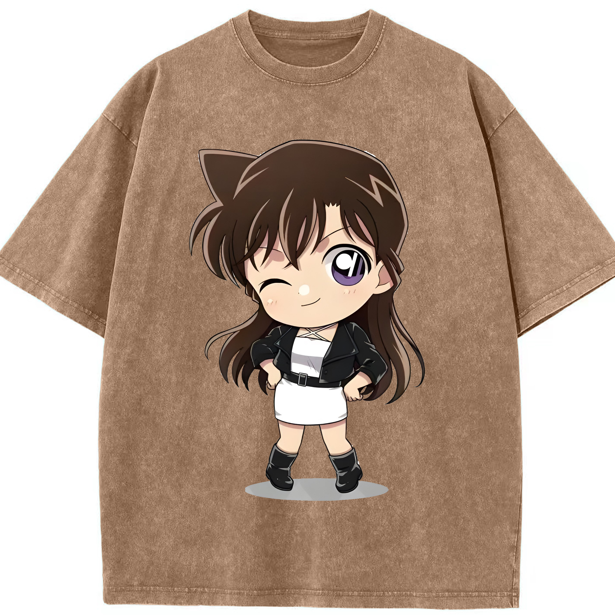（画像用） 名探偵コナン 毛利 蘭 もうり らん、モーリ ラン Detective Conan Rachel Moore 綿100% ヴィンテージ風 半袖Tシャツ（フロントプリント）