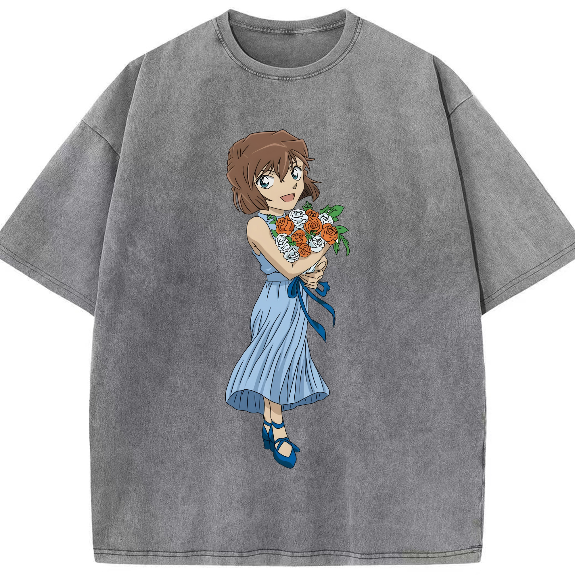 （画像用） 名探偵コナン 灰原 哀 はいばら あい Detective Conan Anita Hailey、Vi Graythorn Haibara Ai 綿100% ヴィンテージ風 半袖Tシャツ（フロントプリント）