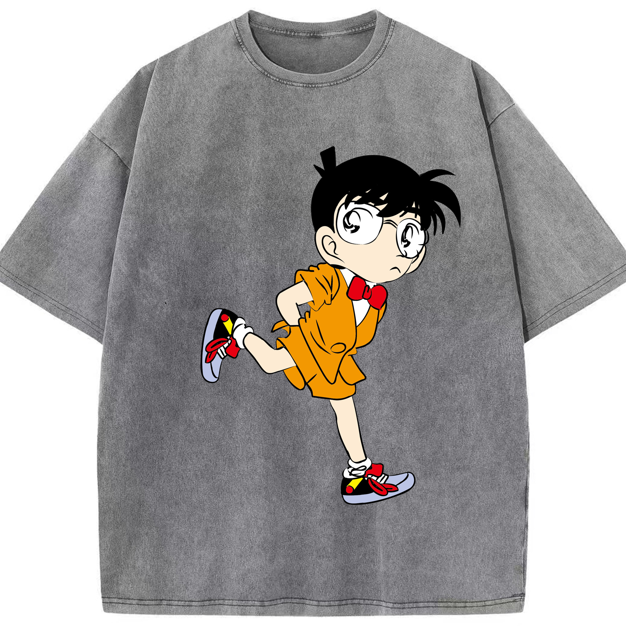 （画像用） 名探偵コナン 江戸川 コナン Detective Conan Conan Edogawa 綿100% ヴィンテージ風 半袖Tシャツ（フロントプリント）