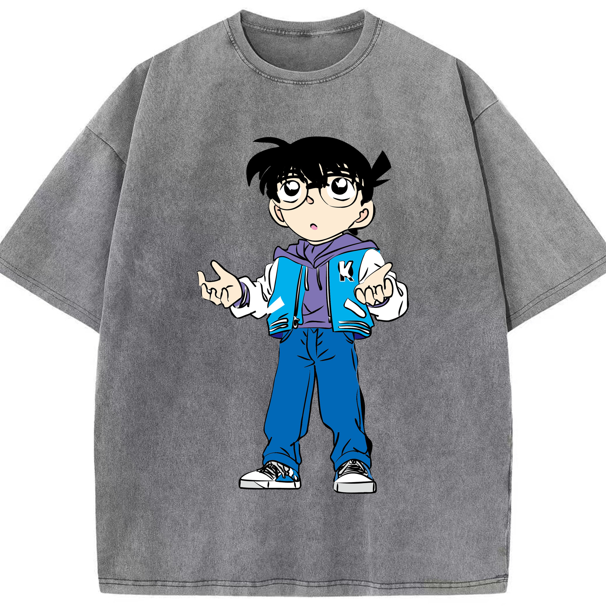 （画像用） 名探偵コナン 江戸川 コナン Detective Conan Conan Edogawa 綿100% ヴィンテージ風 半袖Tシャツ（フロントプリント）