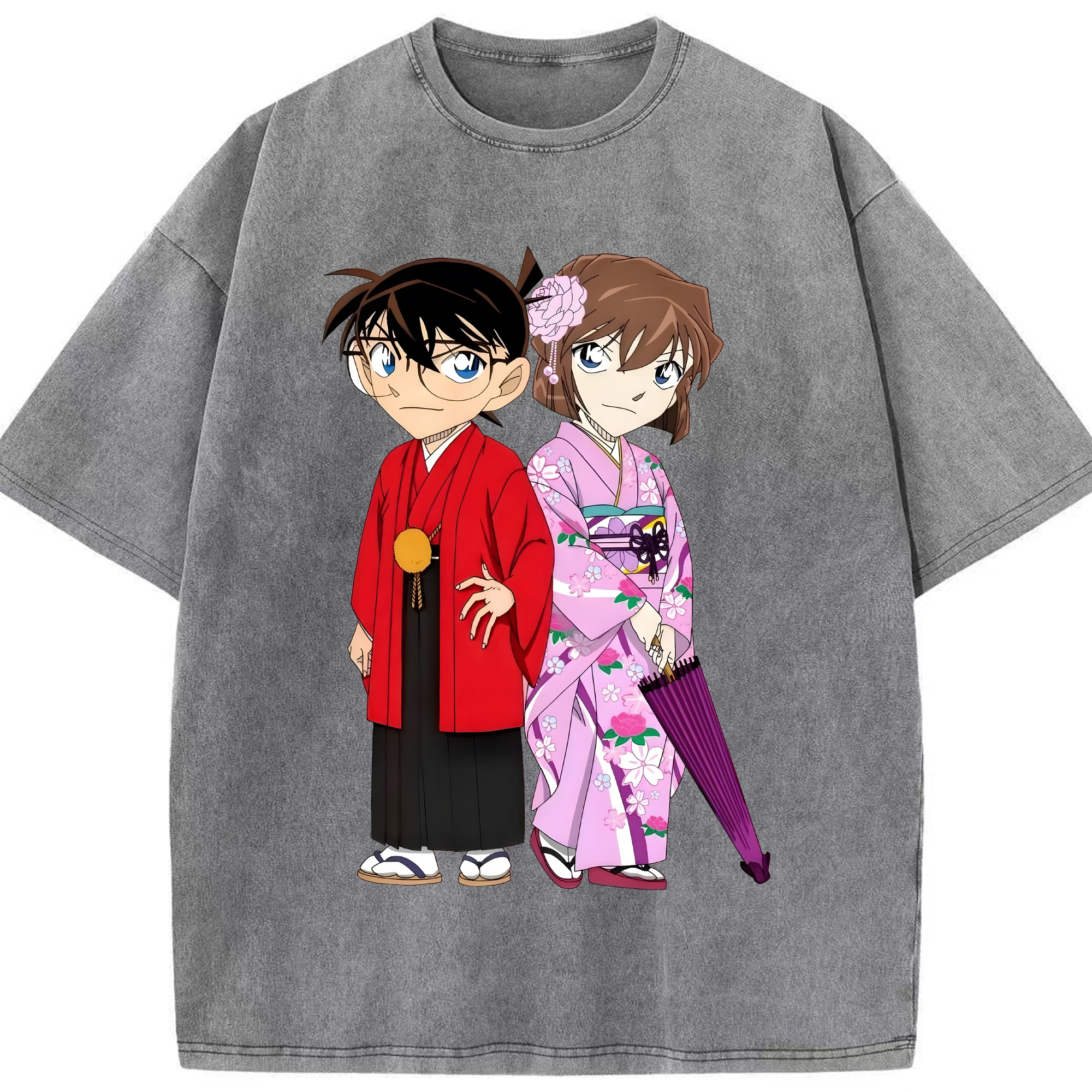 （画像用） 名探偵コナン 江戸川 コナン Detective Conan Conan Edogawa 綿100% ヴィンテージ風 半袖Tシャツ（フロントプリント）