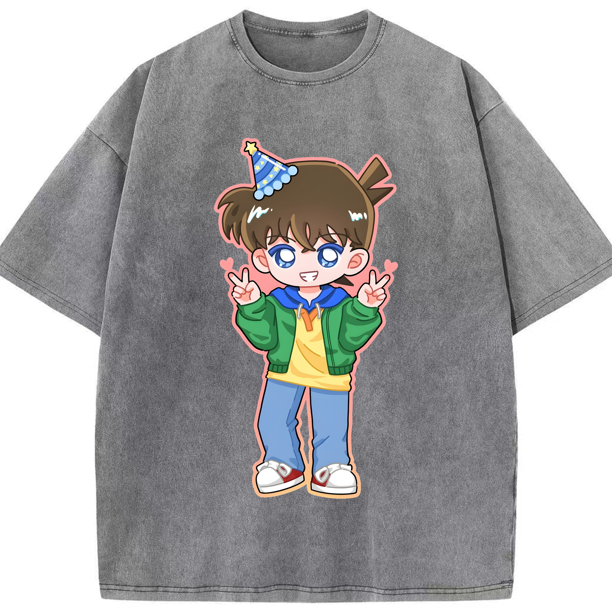 （画像用） 名探偵コナン 江戸川 コナン Detective Conan Conan Edogawa 綿100% ヴィンテージ風 半袖Tシャツ（フロントプリント）