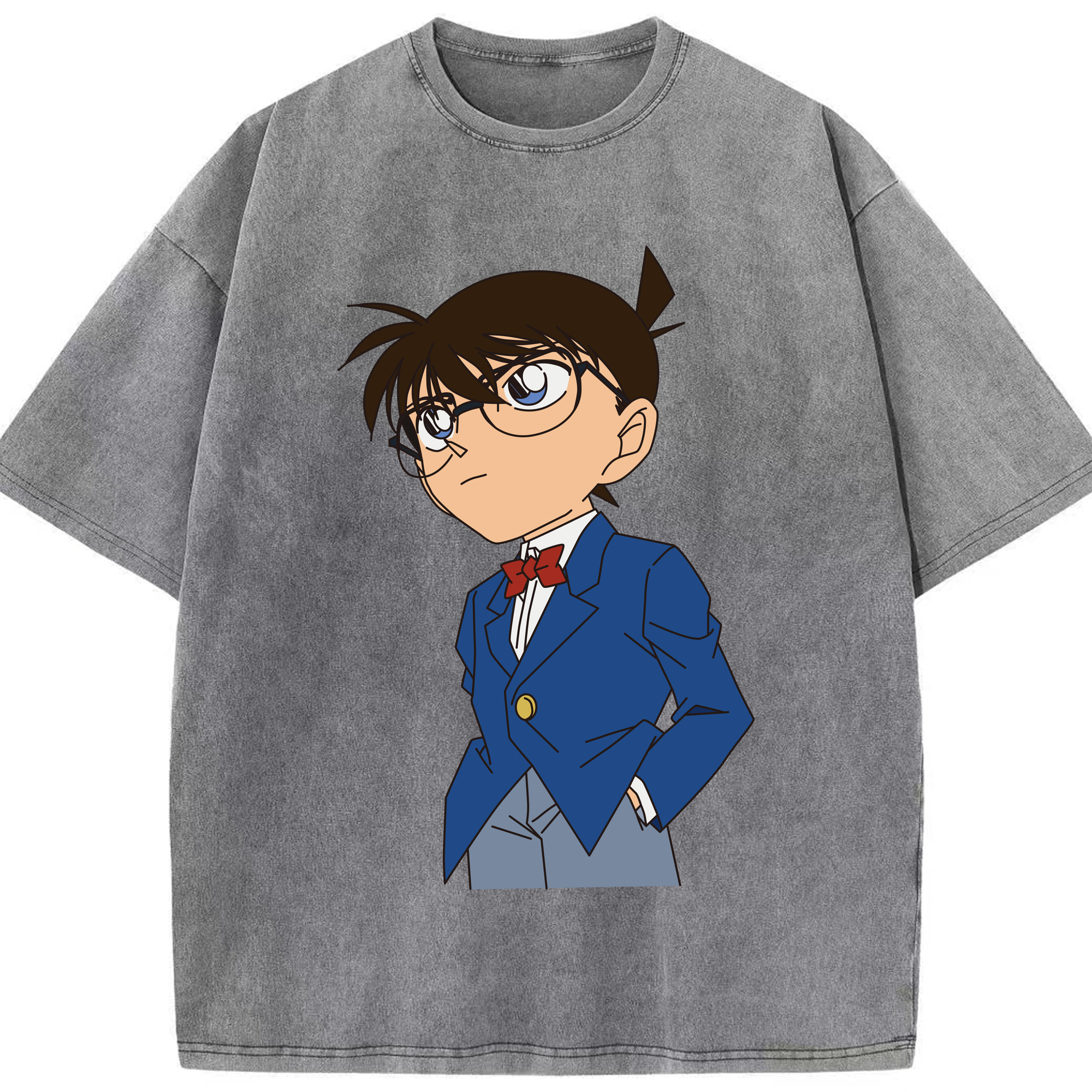 （画像用） 名探偵コナン 江戸川 コナン Detective Conan Conan Edogawa 綿100% ヴィンテージ風 半袖Tシャツ（フロントプリント）