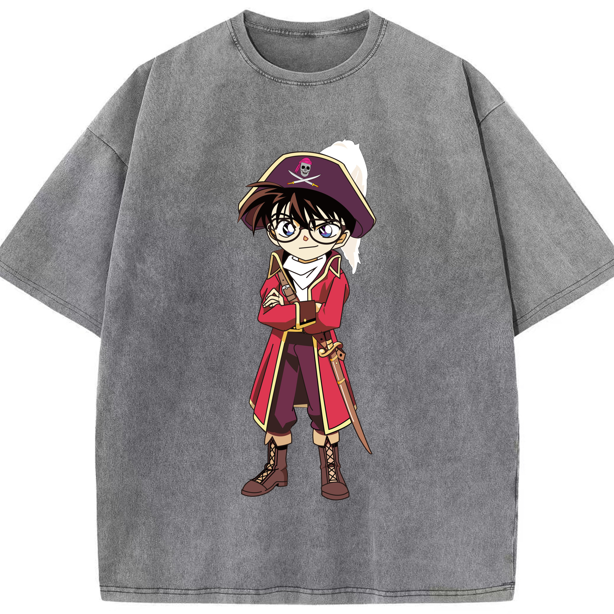 （画像用） 名探偵コナン 江戸川 コナン Detective Conan Conan Edogawa 綿100% ヴィンテージ風 半袖Tシャツ（フロントプリント）