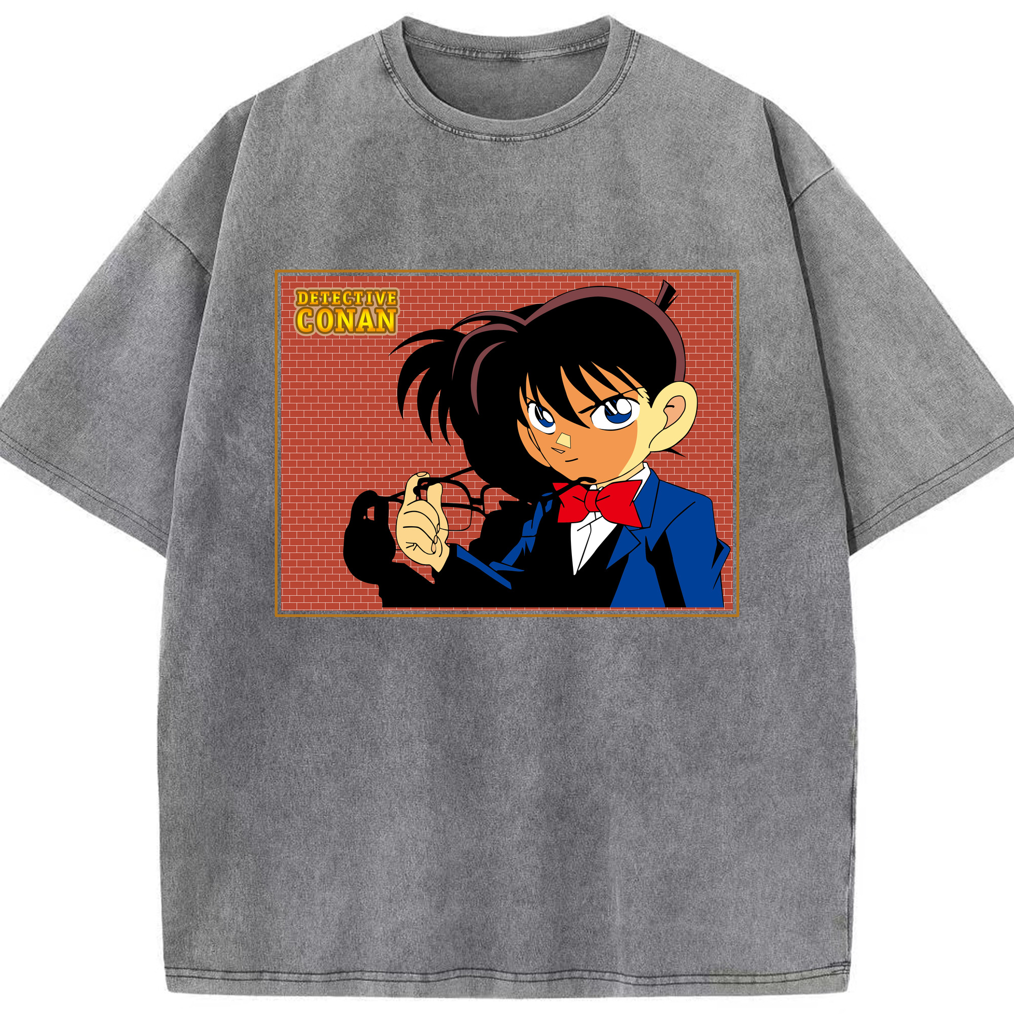（画像用） 名探偵コナン 江戸川 コナン Detective Conan Conan Edogawa 綿100% ヴィンテージ風 半袖Tシャツ（フロントプリント）