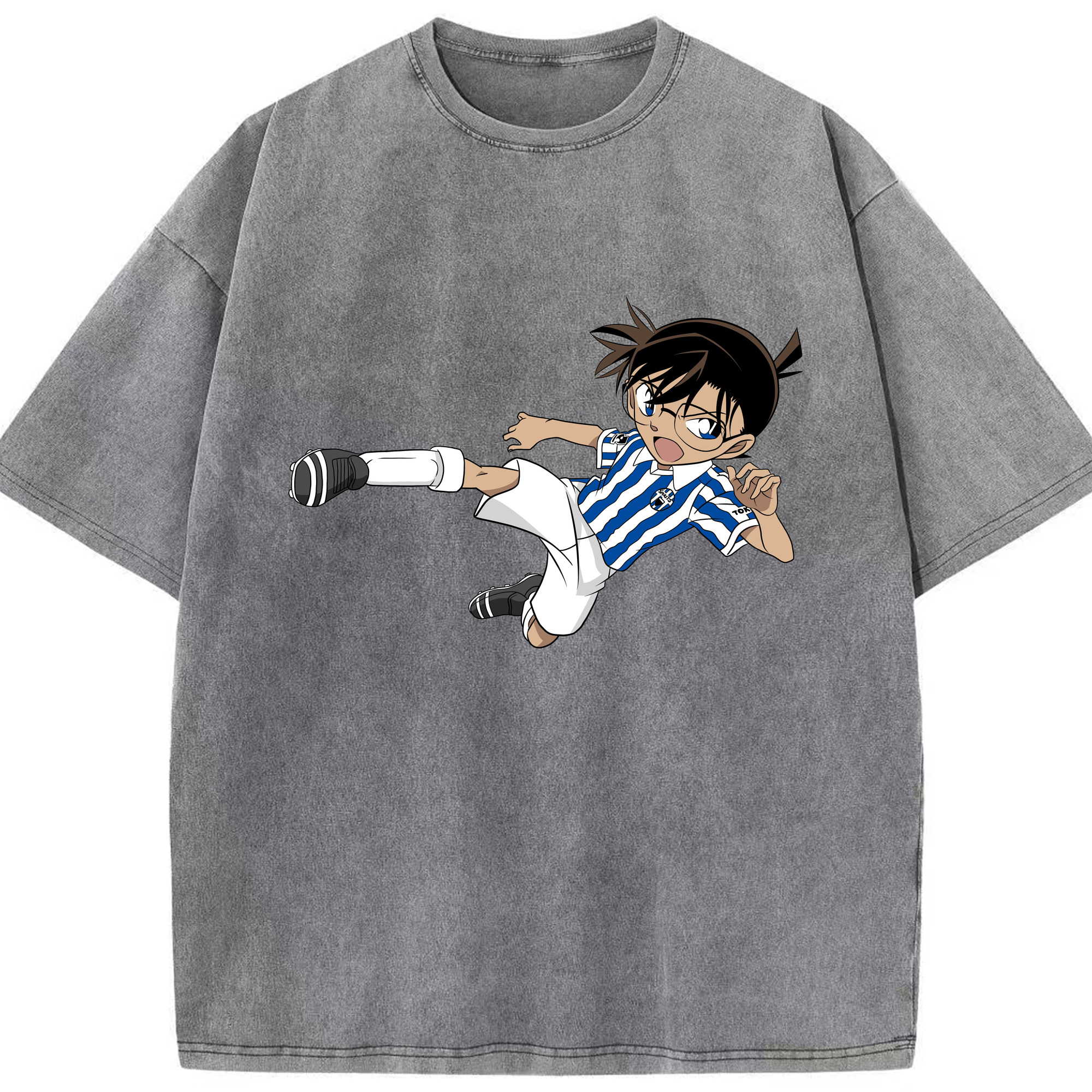 （画像用） 名探偵コナン 江戸川 コナン Detective Conan Conan Edogawa 綿100% ヴィンテージ風 半袖Tシャツ（フロントプリント）