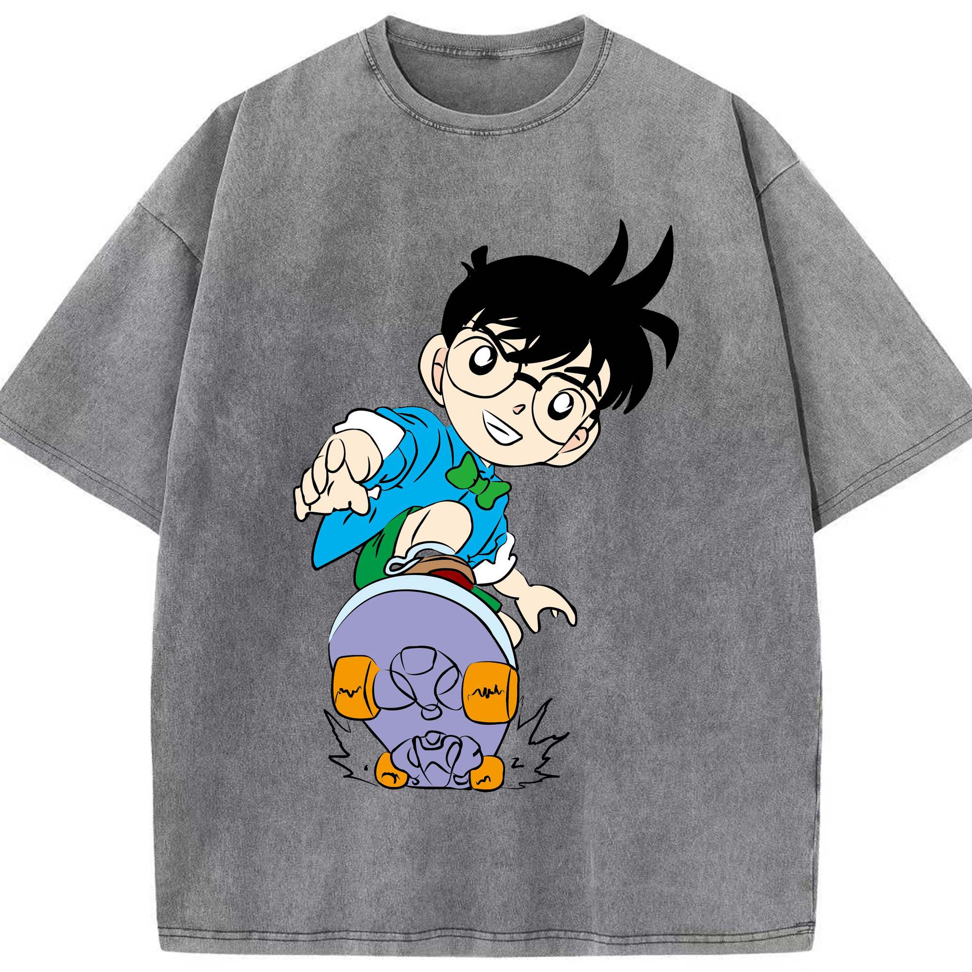 （画像用） 名探偵コナン 江戸川 コナン Detective Conan Conan Edogawa 綿100% ヴィンテージ風 半袖Tシャツ（フロントプリント）
