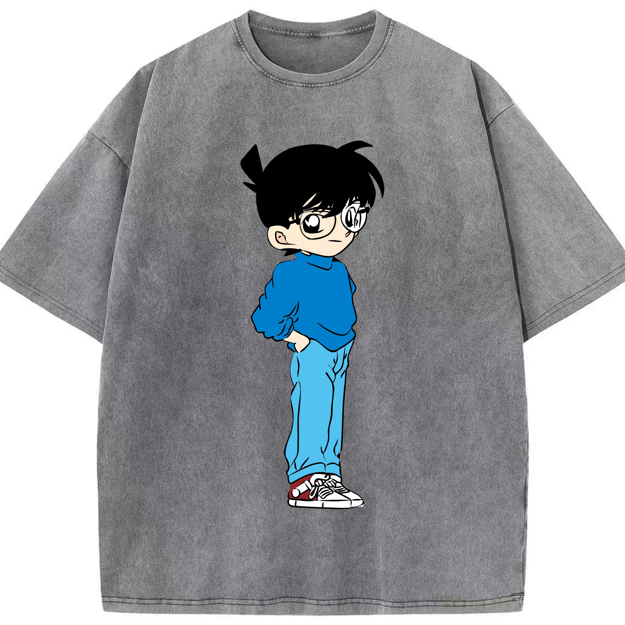 （画像用） 名探偵コナン 江戸川 コナン Detective Conan Conan Edogawa 綿100% ヴィンテージ風 半袖Tシャツ（フロントプリント）
