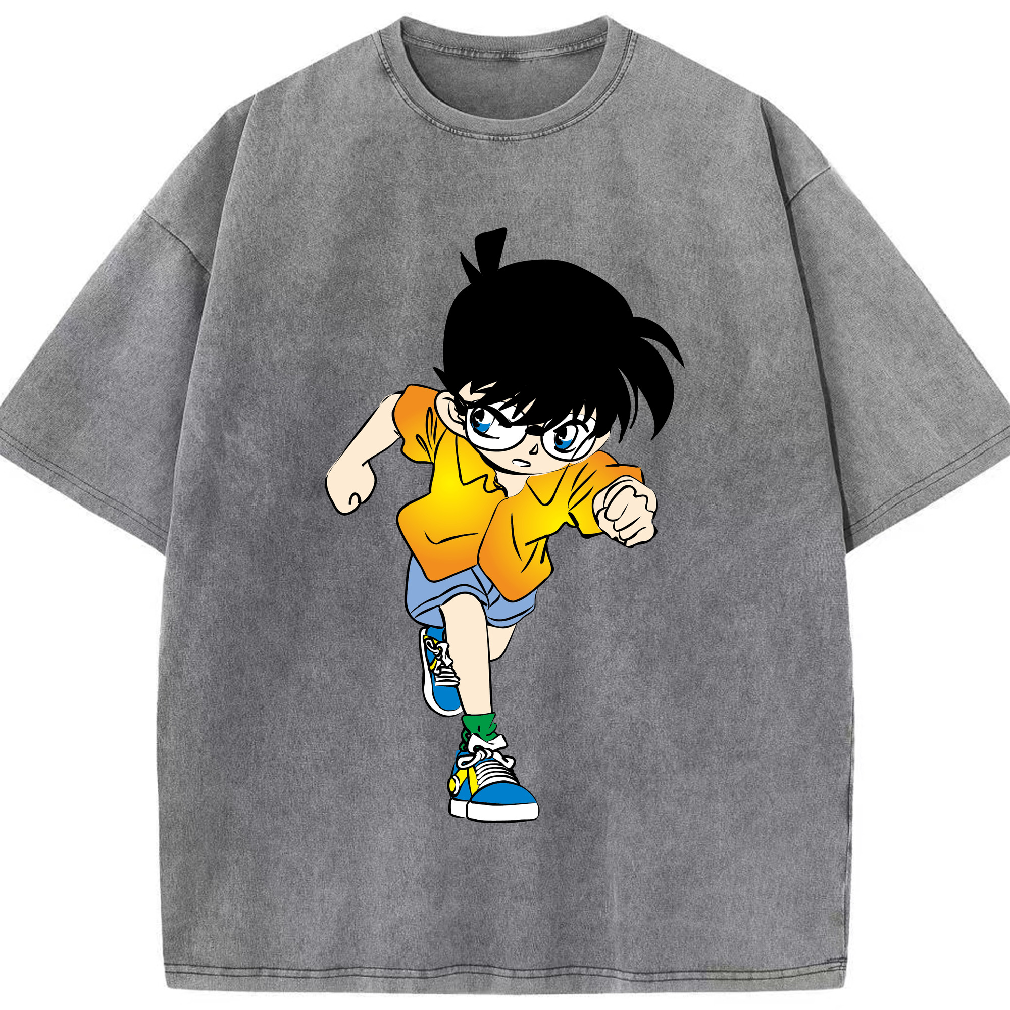 （画像用） 名探偵コナン 江戸川 コナン Detective Conan Conan Edogawa 綿100% ヴィンテージ風 半袖Tシャツ（フロントプリント）