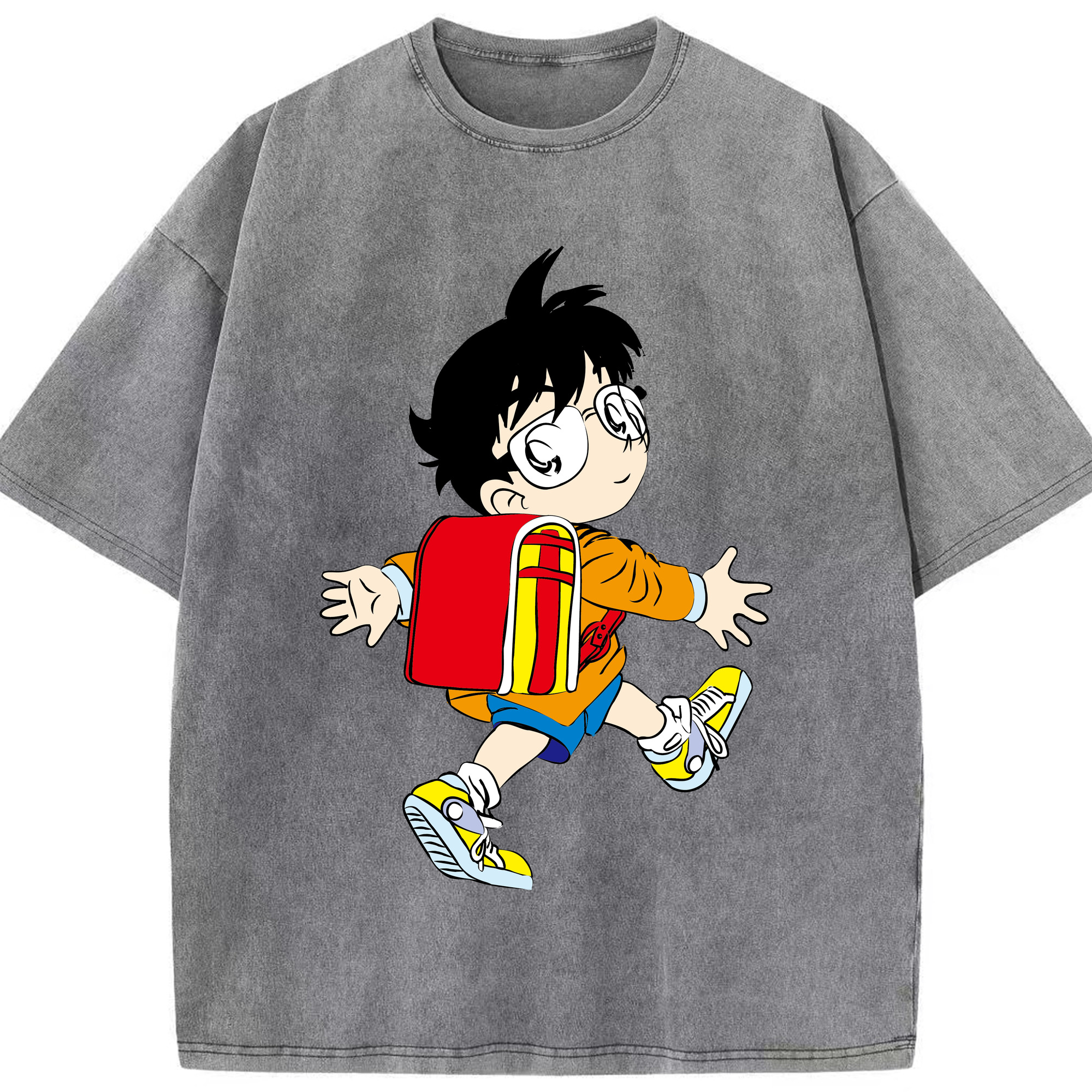 （画像用） 名探偵コナン 江戸川 コナン Detective Conan Conan Edogawa 綿100% ヴィンテージ風 半袖Tシャツ（フロントプリント）