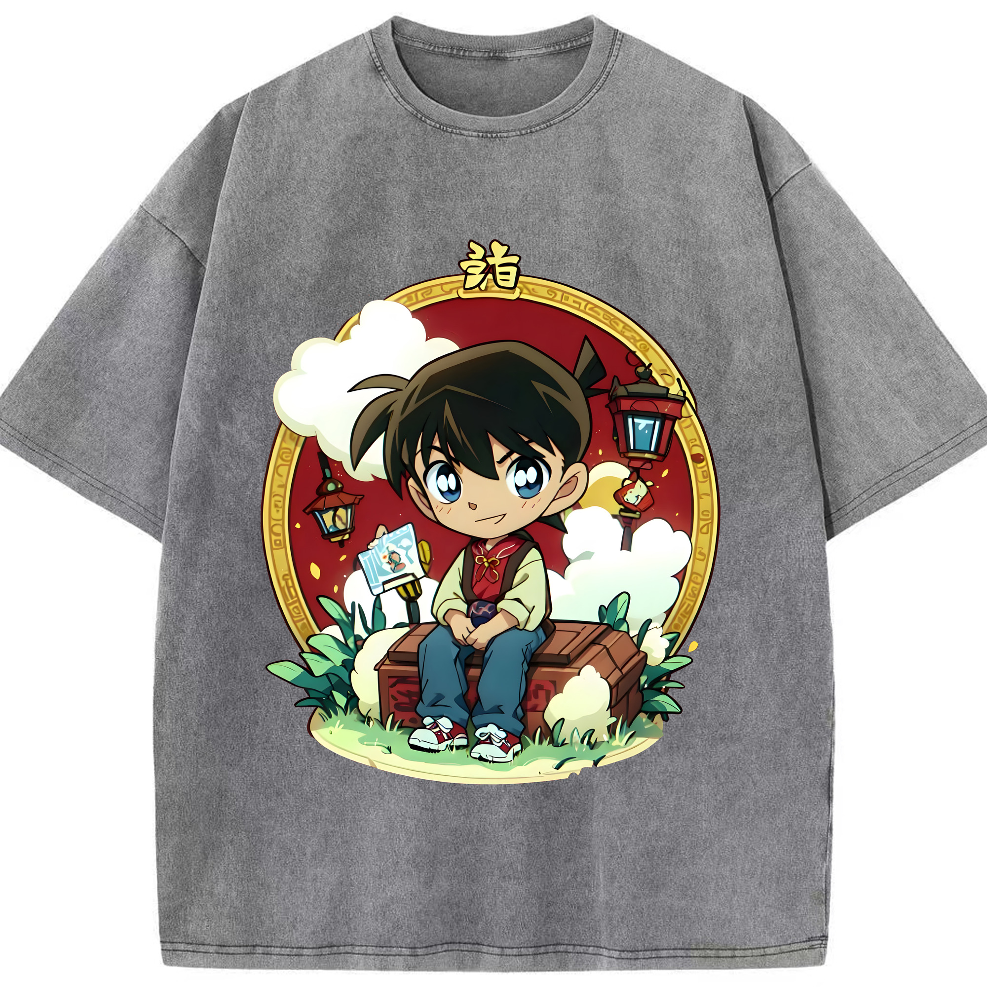 （画像用） 名探偵コナン 江戸川 コナン Detective Conan Conan Edogawa 綿100% ヴィンテージ風 半袖Tシャツ（フロントプリント）