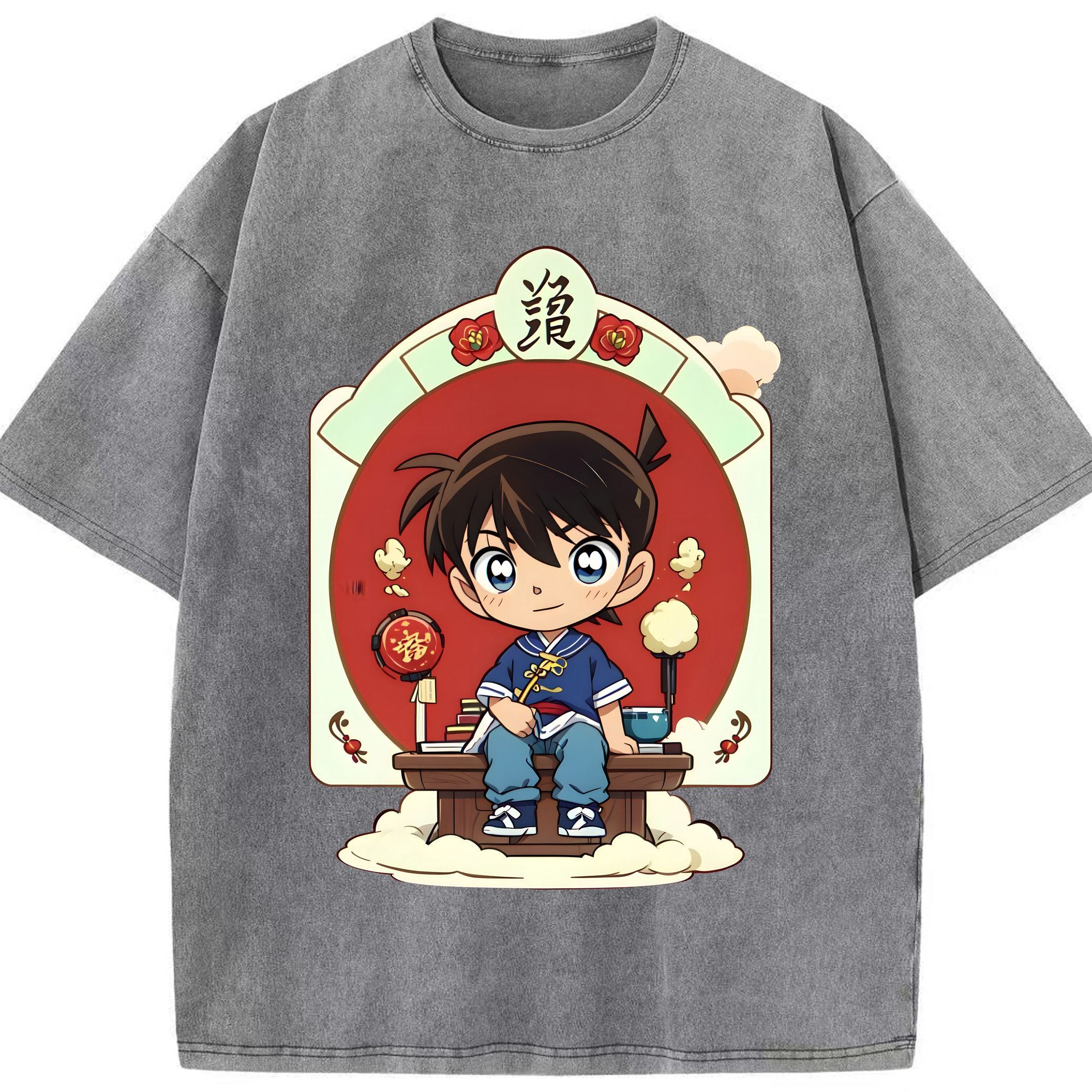 （画像用） 名探偵コナン 江戸川 コナン Detective Conan Conan Edogawa 綿100% ヴィンテージ風 半袖Tシャツ（フロントプリント）