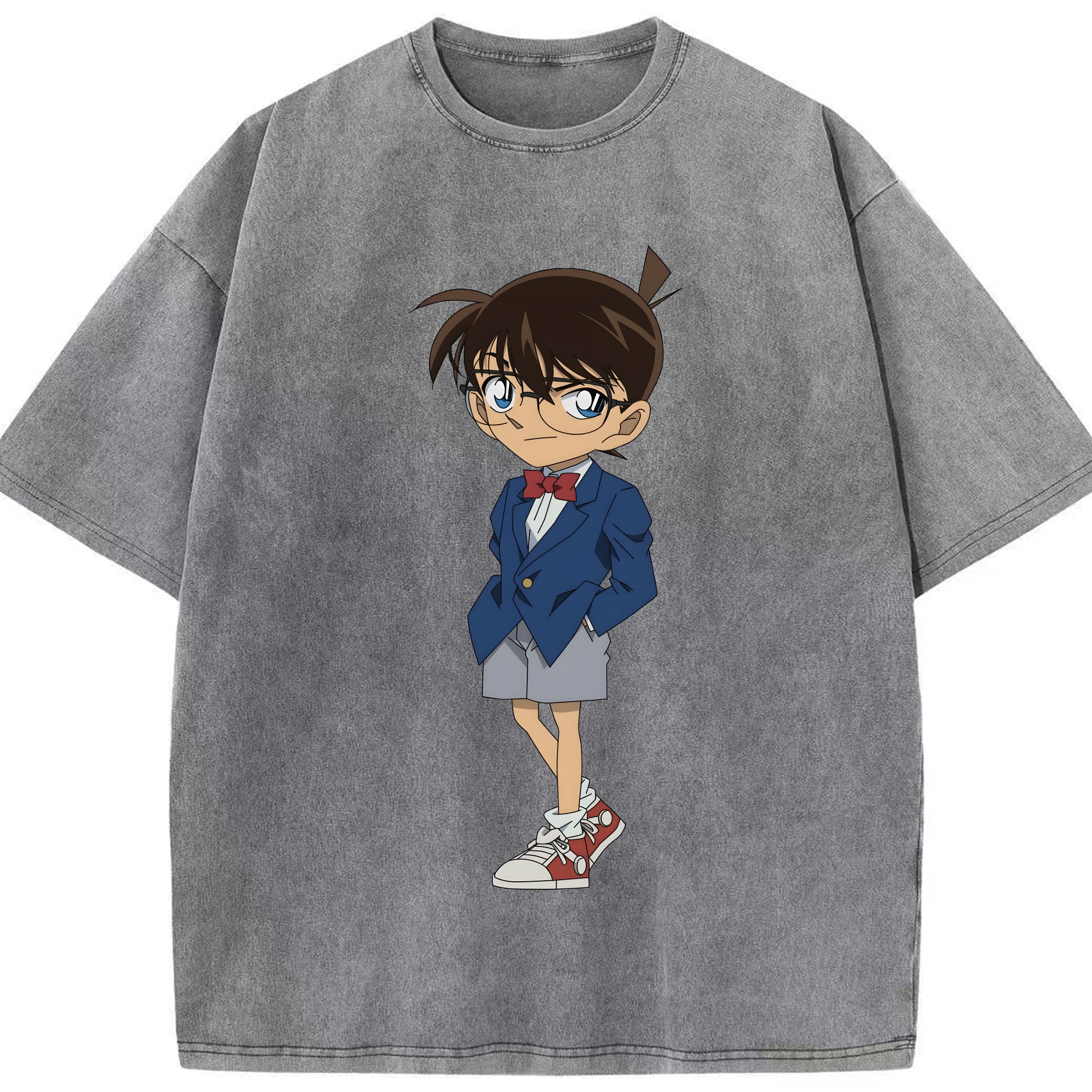 （画像用） 名探偵コナン 江戸川 コナン Detective Conan Conan Edogawa 綿100% ヴィンテージ風 半袖Tシャツ（フロントプリント）