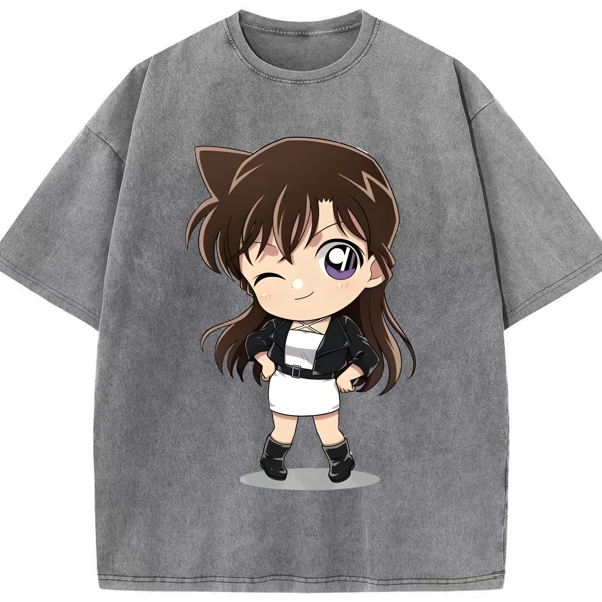 （画像用） 名探偵コナン 毛利 蘭 もうり らん、モーリ ラン Detective Conan Rachel Moore 綿100% ヴィンテージ風 半袖Tシャツ（フロントプリント）