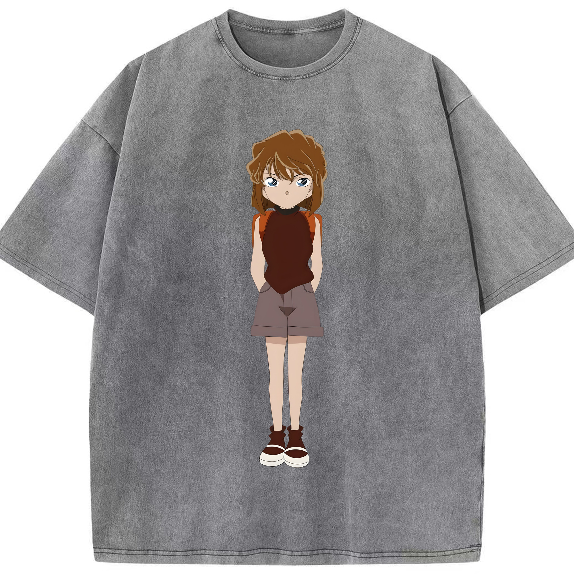 （画像用） 名探偵コナン 灰原 哀 はいばら あい Detective Conan Anita Hailey、Vi Graythorn Haibara Ai 綿100% ヴィンテージ風 半袖Tシャツ（フロントプリント）