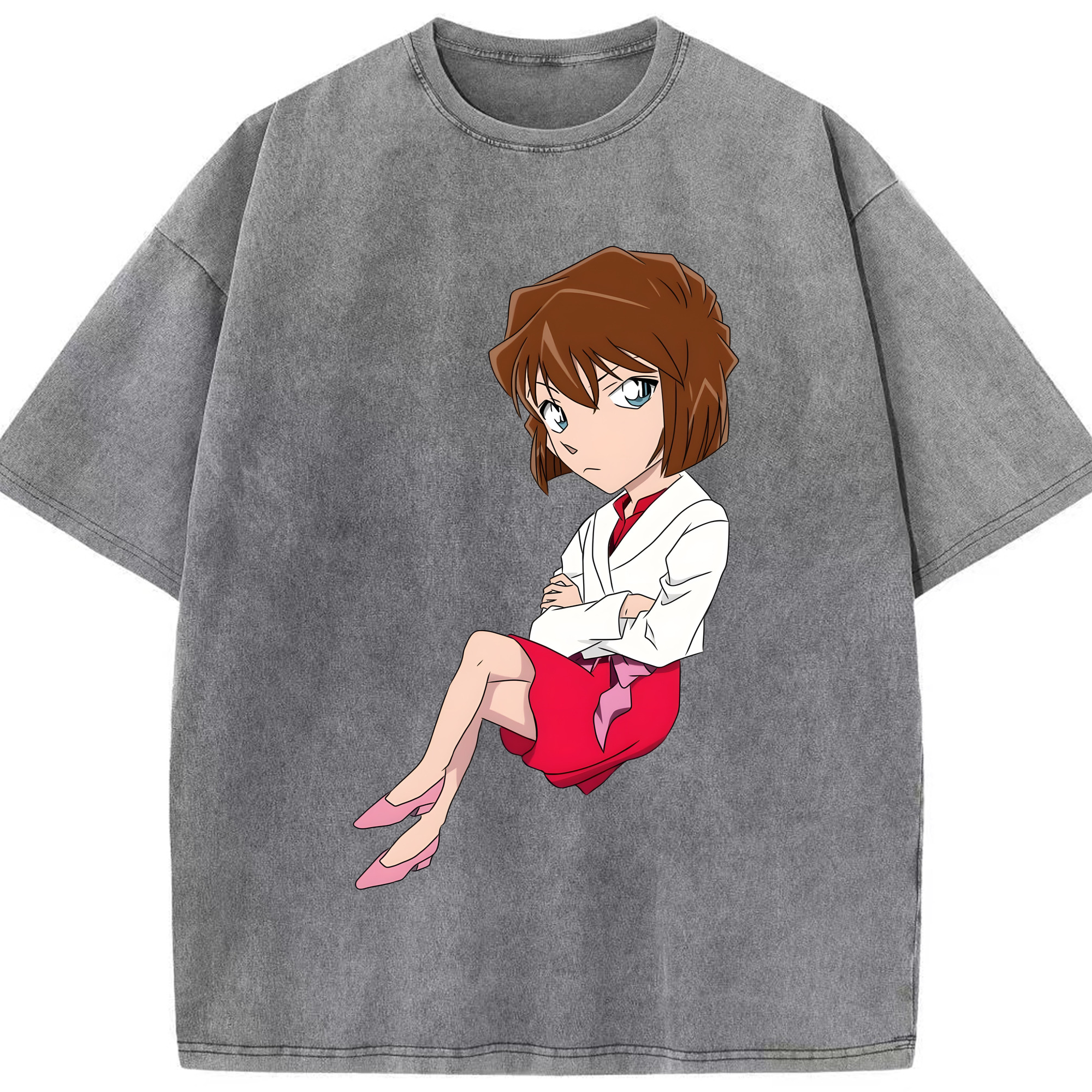 （画像用） 名探偵コナン 灰原 哀 はいばら あい Detective Conan Anita Hailey、Vi Graythorn Haibara Ai 綿100% ヴィンテージ風 半袖Tシャツ（フロントプリント）
