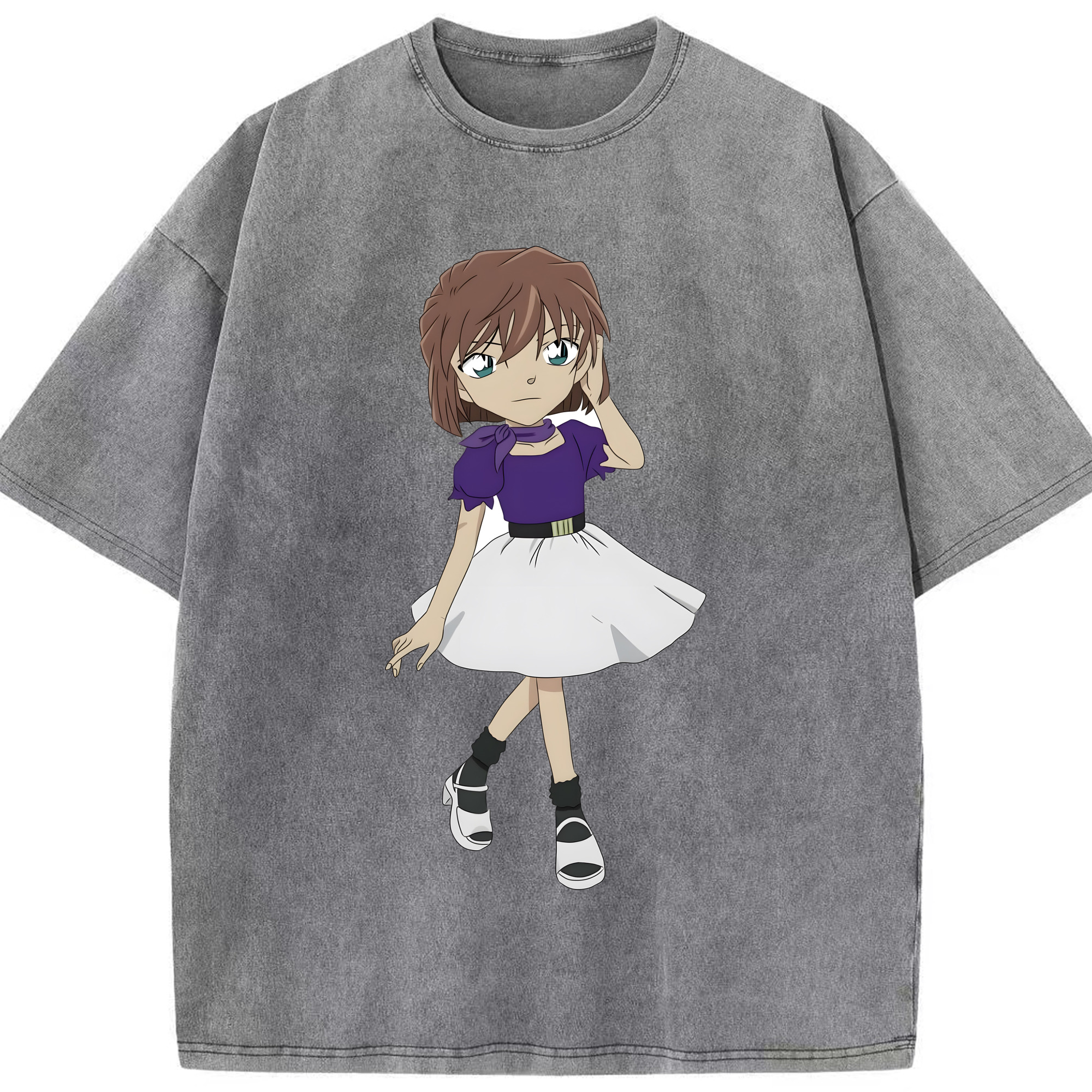 （画像用） 名探偵コナン 灰原 哀 はいばら あい Detective Conan Anita Hailey、Vi Graythorn Haibara Ai 綿100% ヴィンテージ風 半袖Tシャツ（フロントプリント）