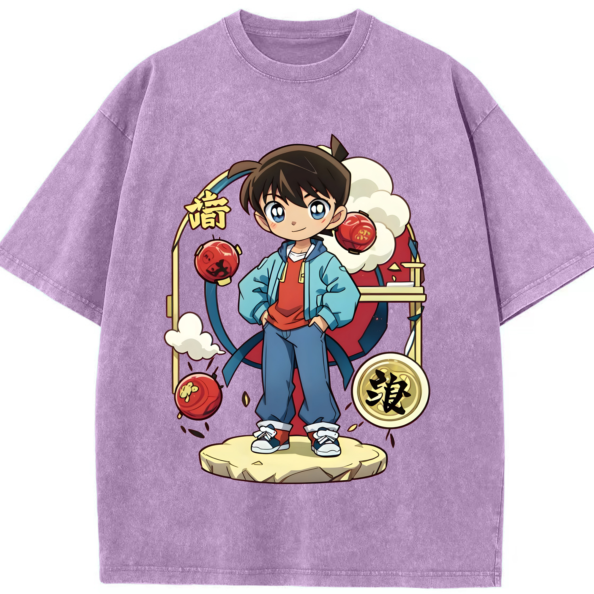 （画像用） 名探偵コナン 江戸川 コナン Detective Conan Conan Edogawa 綿100% ヴィンテージ風 半袖Tシャツ（フロントプリント）