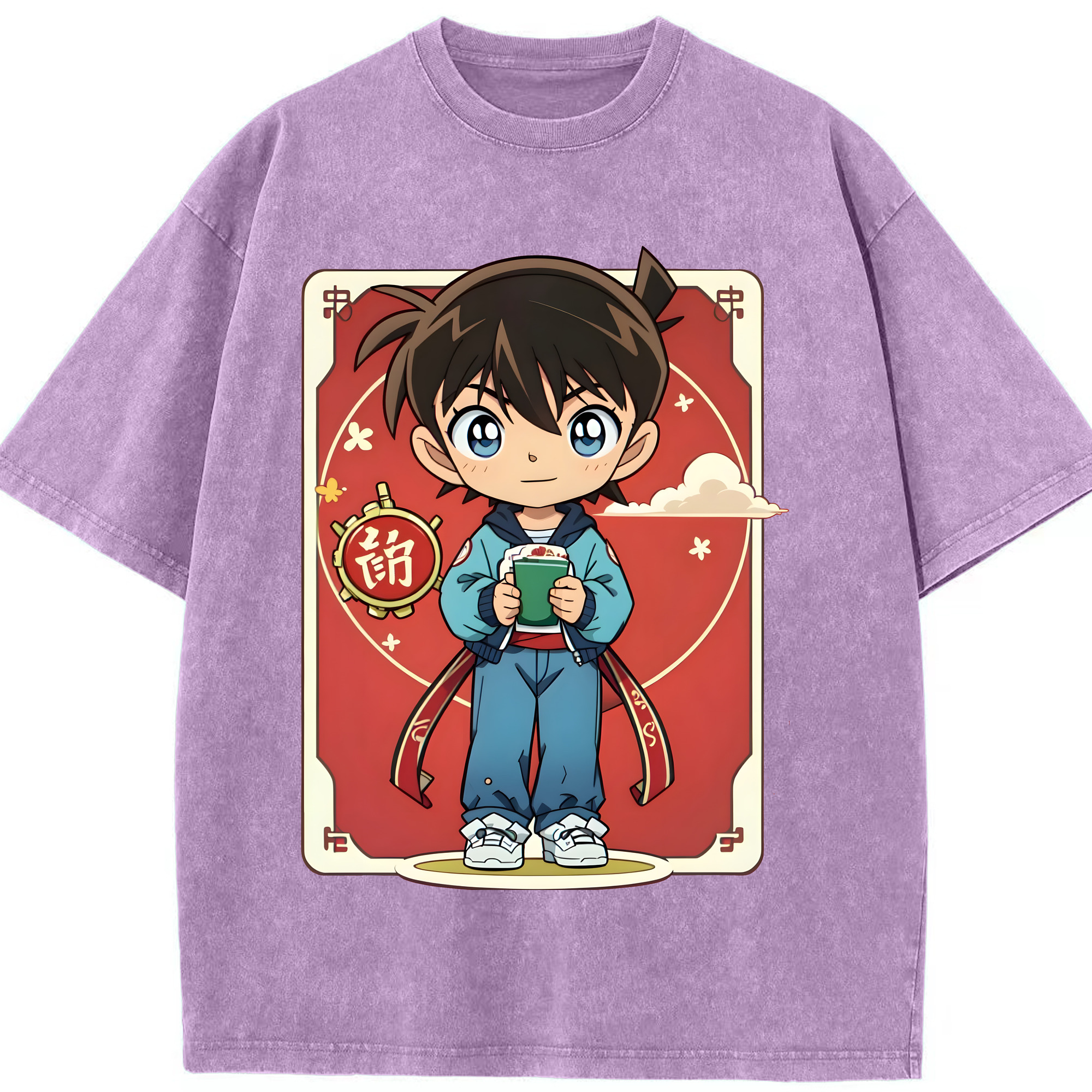 （画像用） 名探偵コナン 江戸川 コナン Detective Conan Conan Edogawa 綿100% ヴィンテージ風 半袖Tシャツ（フロントプリント）