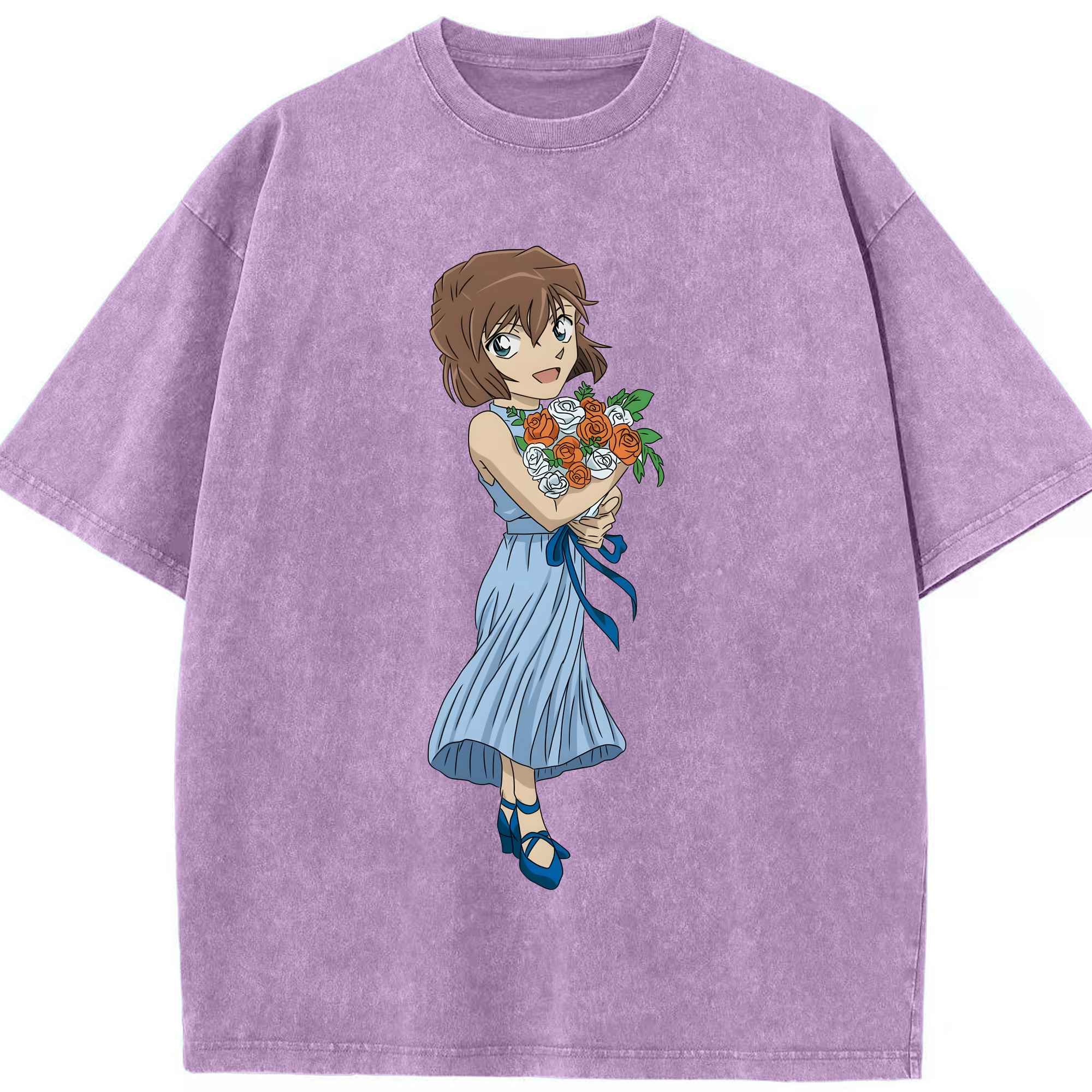 （画像用） 名探偵コナン 灰原 哀 はいばら あい Detective Conan Anita Hailey、Vi Graythorn Haibara Ai 綿100% ヴィンテージ風 半袖Tシャツ（フロントプリント）