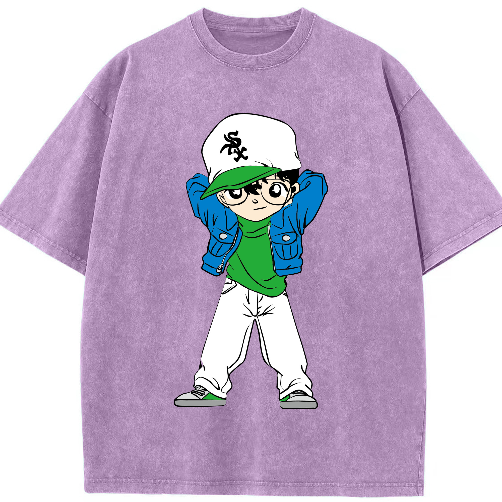 （画像用） 名探偵コナン 江戸川 コナン Detective Conan Conan Edogawa 綿100% ヴィンテージ風 半袖Tシャツ（フロントプリント）