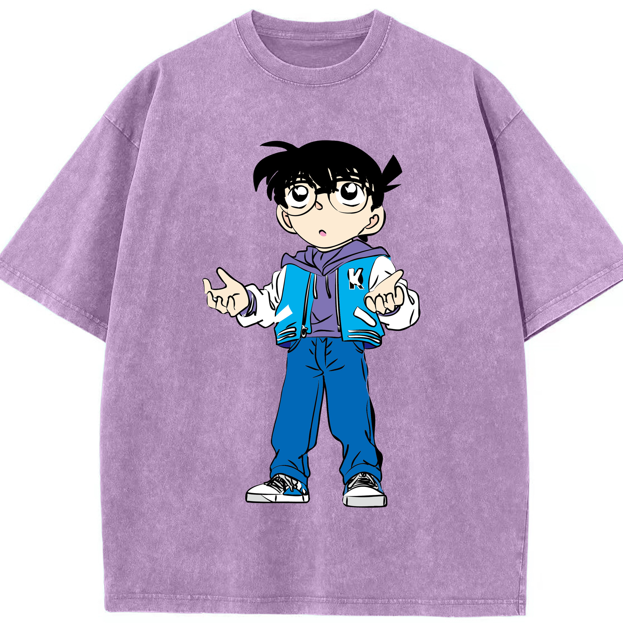 （画像用） 名探偵コナン 江戸川 コナン Detective Conan Conan Edogawa 綿100% ヴィンテージ風 半袖Tシャツ（フロントプリント）