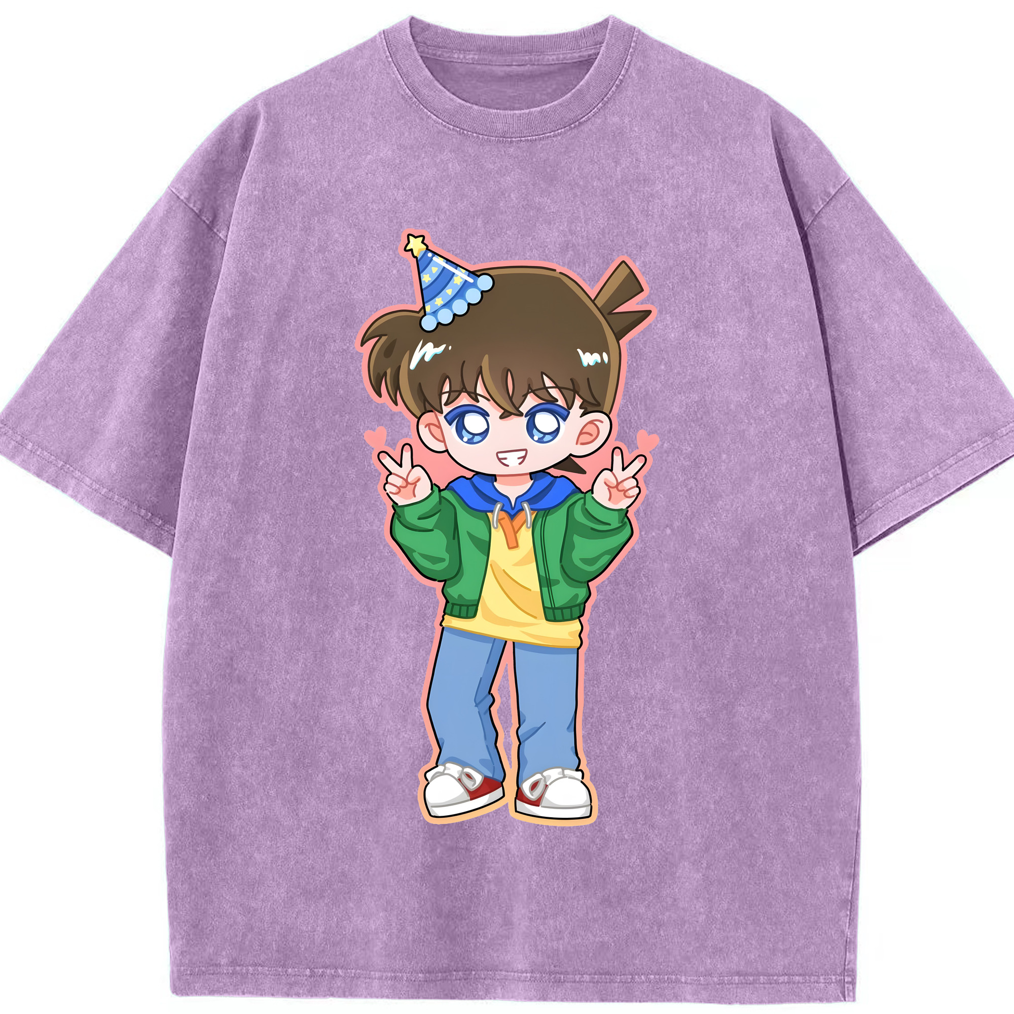 （画像用） 名探偵コナン 江戸川 コナン Detective Conan Conan Edogawa 綿100% ヴィンテージ風 半袖Tシャツ（フロントプリント）