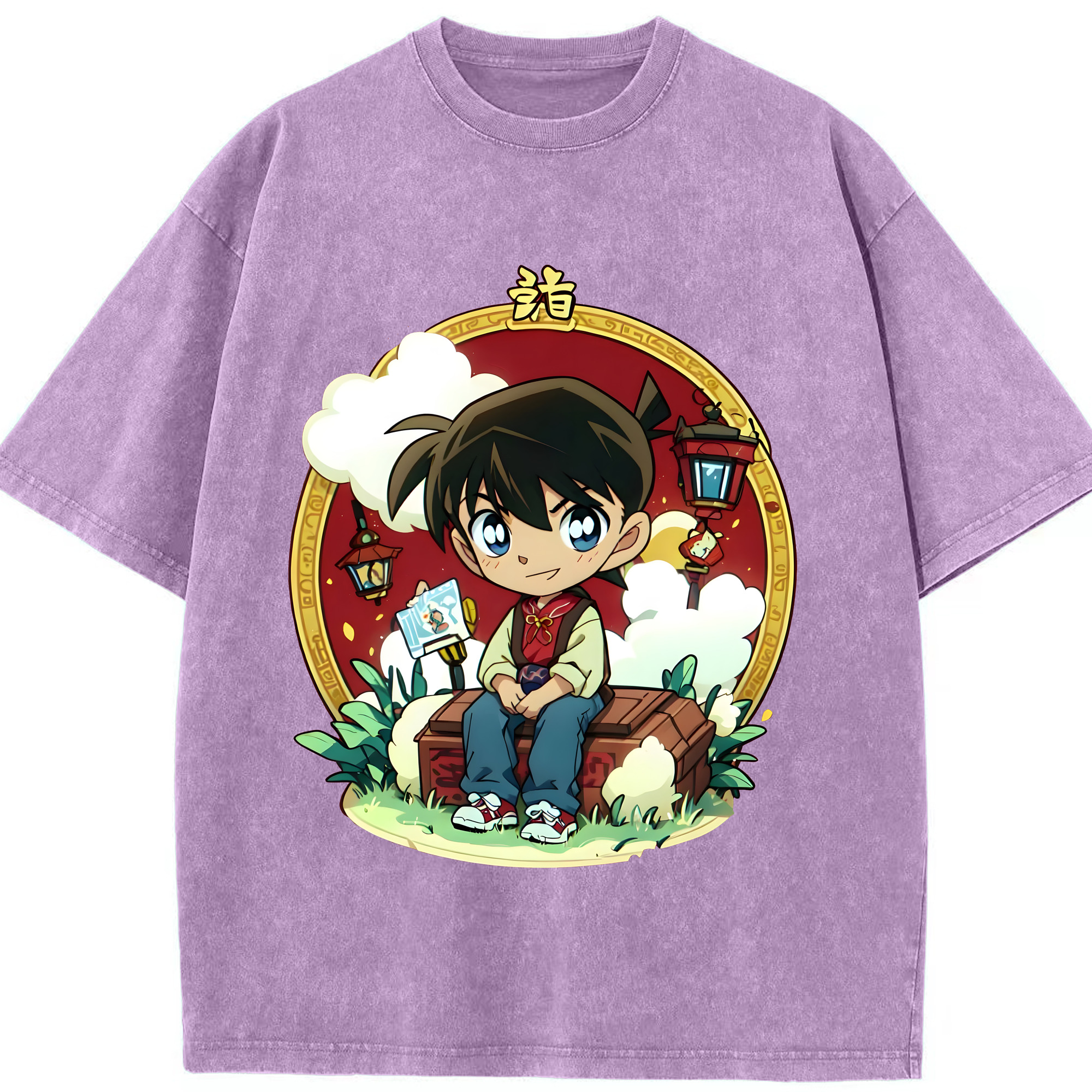 （画像用） 名探偵コナン 江戸川 コナン Detective Conan Conan Edogawa 綿100% ヴィンテージ風 半袖Tシャツ（フロントプリント）