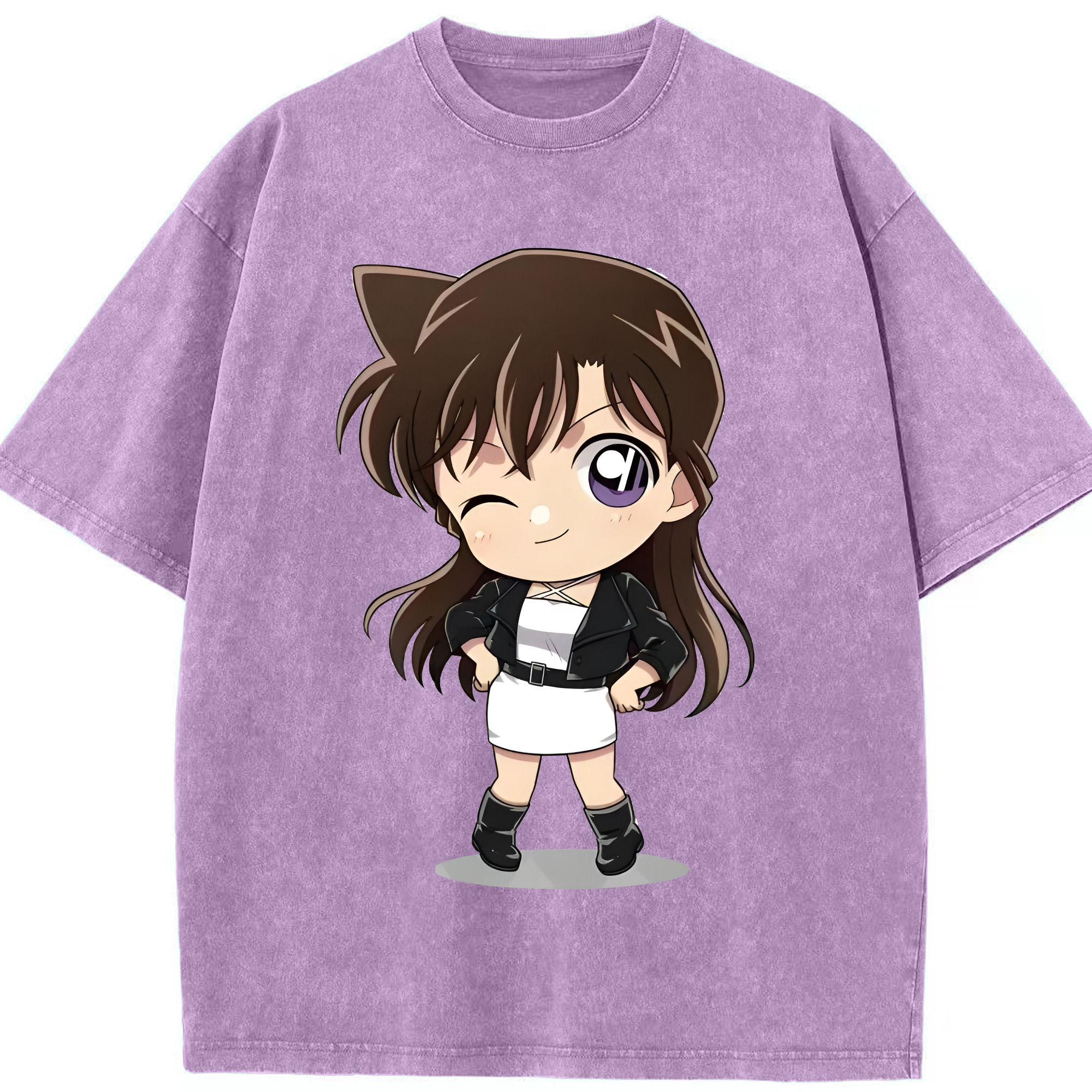 （画像用） 名探偵コナン 毛利 蘭 もうり らん、モーリ ラン Detective Conan Rachel Moore 綿100% ヴィンテージ風 半袖Tシャツ（フロントプリント）
