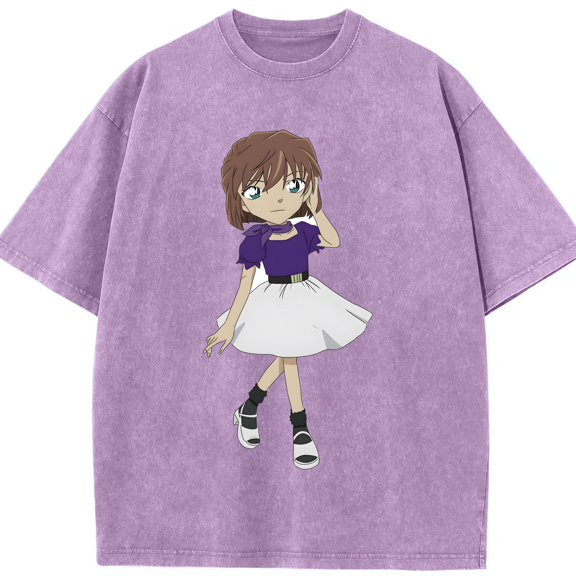（画像用） 名探偵コナン 灰原 哀 はいばら あい Detective Conan Anita Hailey、Vi Graythorn Haibara Ai 綿100% ヴィンテージ風 半袖Tシャツ（フロントプリント）